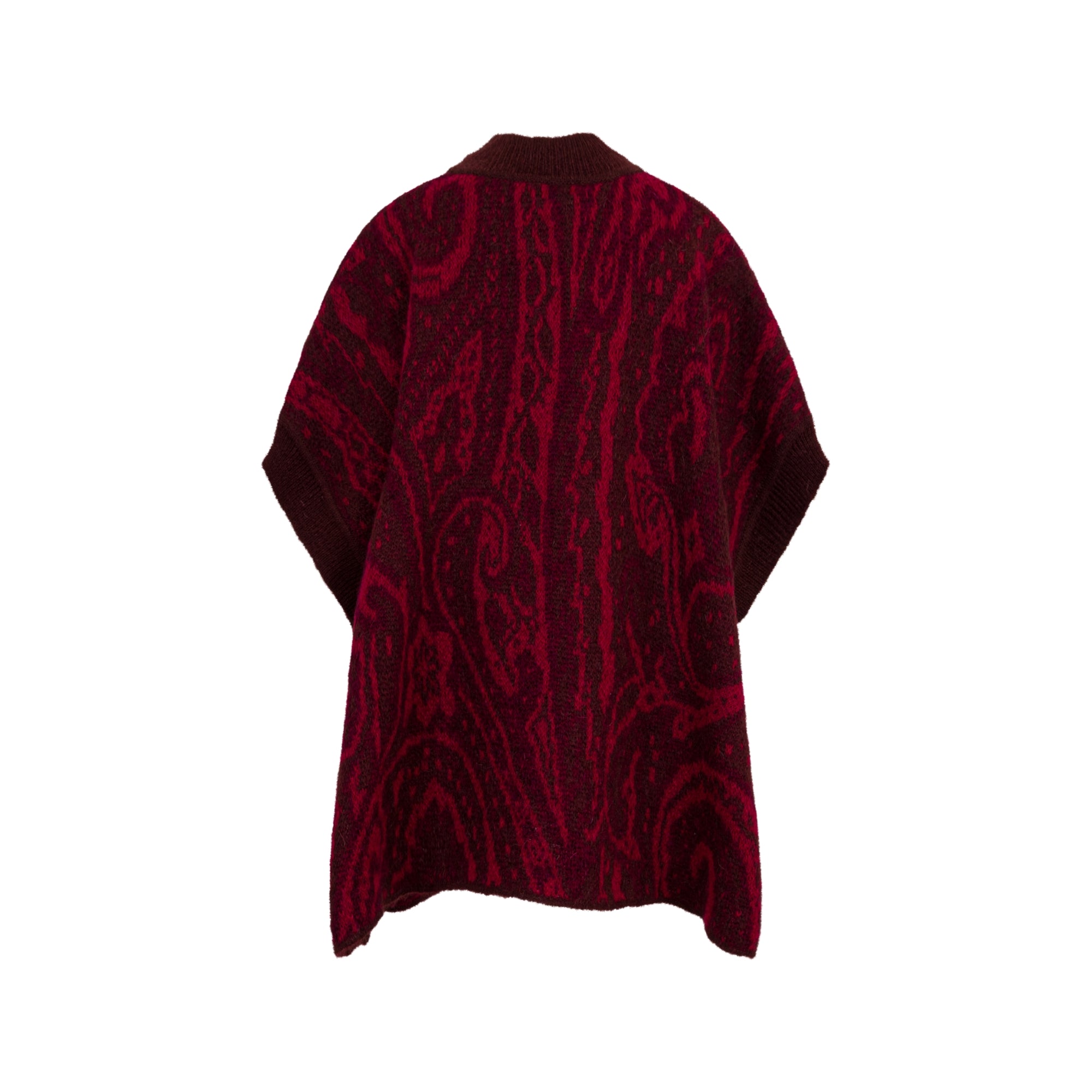 Jacquard Wool Paisley Pattern Poncho