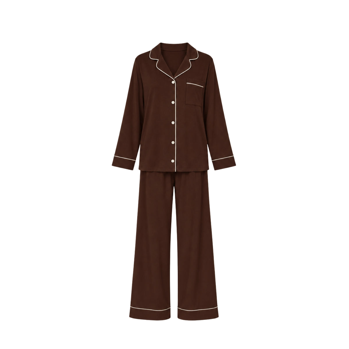 Womens Gisele Long Pj Set | Chocolate Ivory