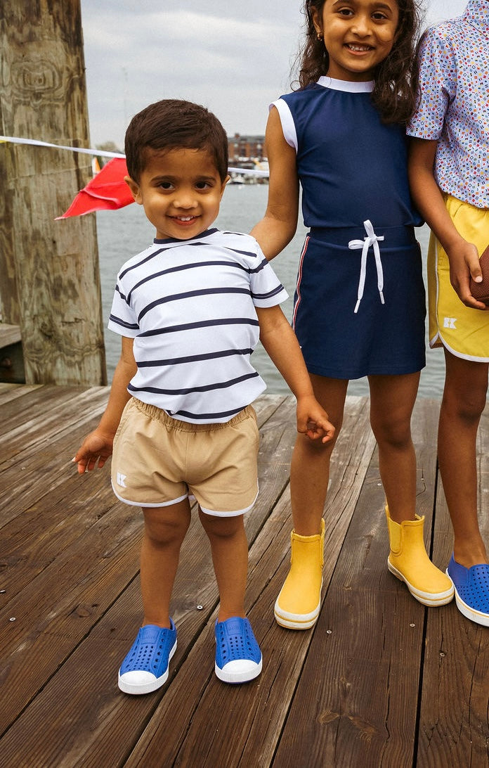 Boys Striped Practice Shirt | White/Navy
