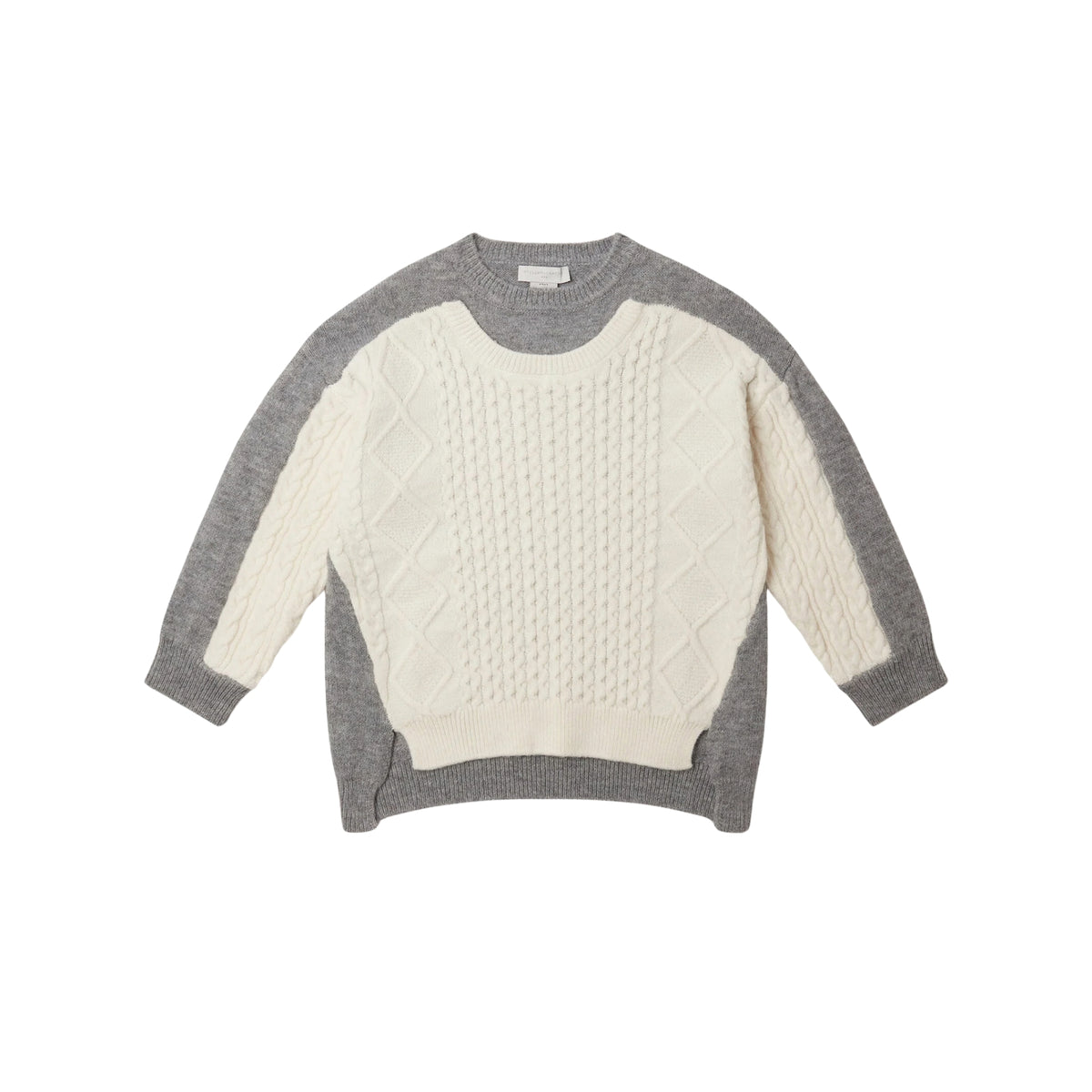 Knit Block Sweater | White/ Grey