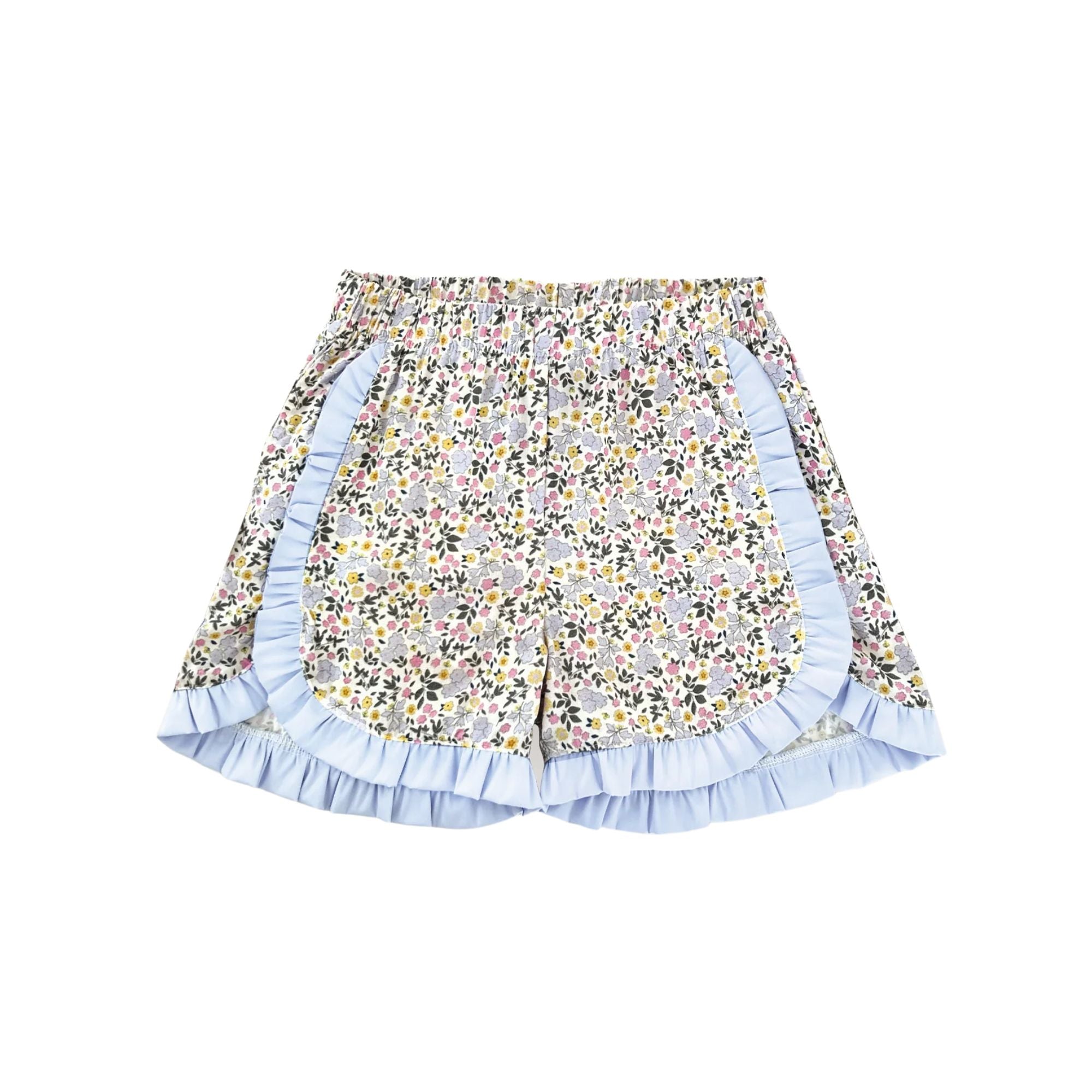 Floral Blouse & Shorts Set | Blue & Green
