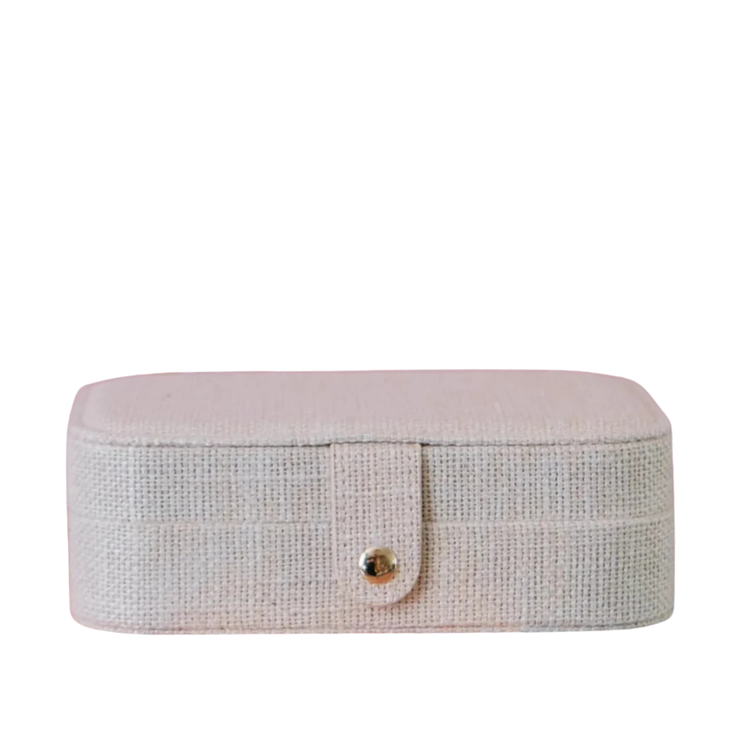 Brigitte Linen Travel Jewelry Box | Beige