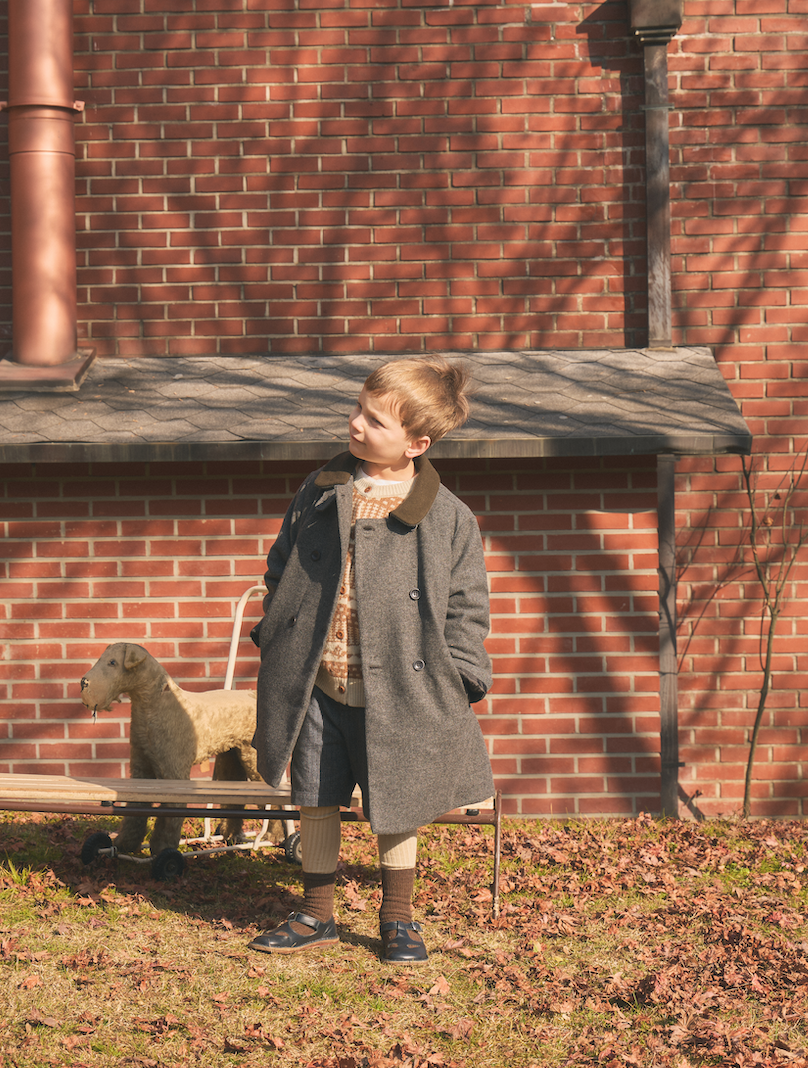 High Neck Wool Coat	| Charcoal