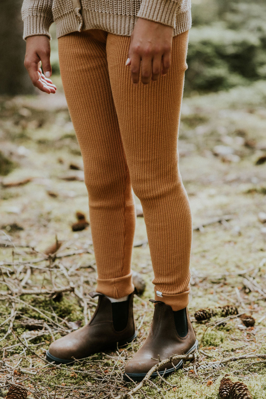 Knitted Leggings Fine Rib | Almond