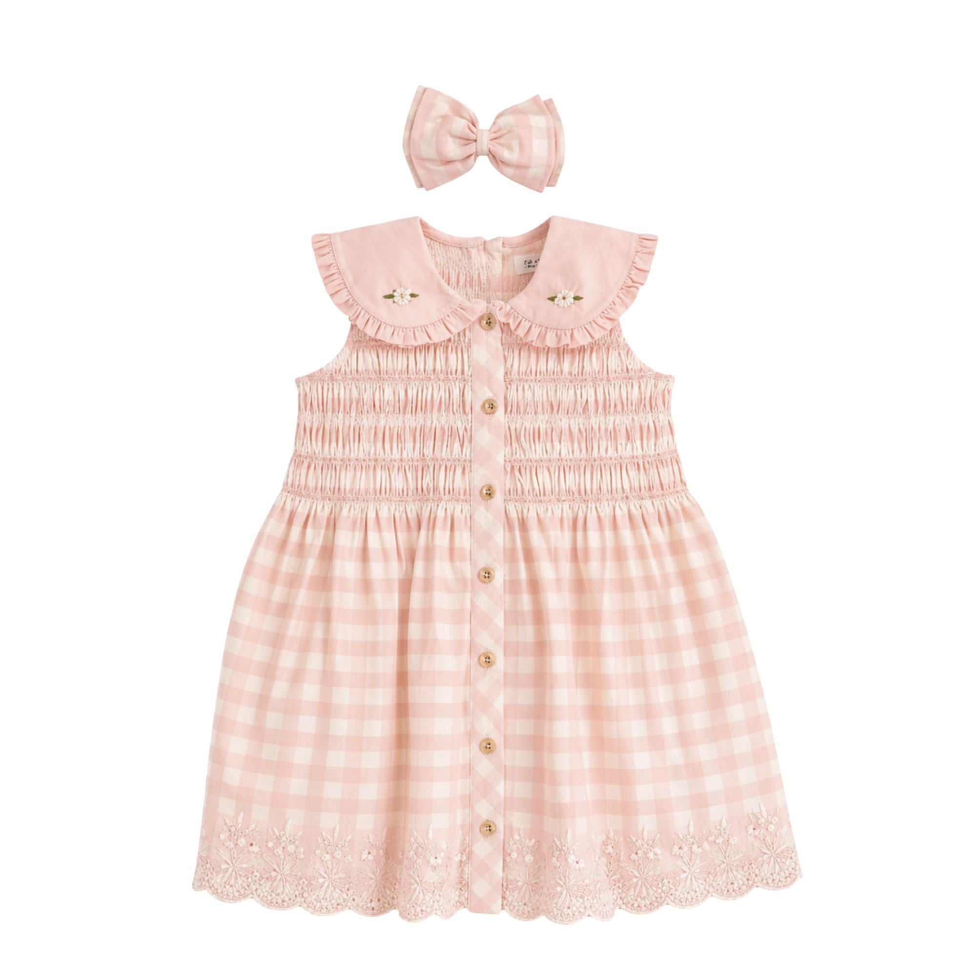 Dress With Hair Clip | Pink Vichy