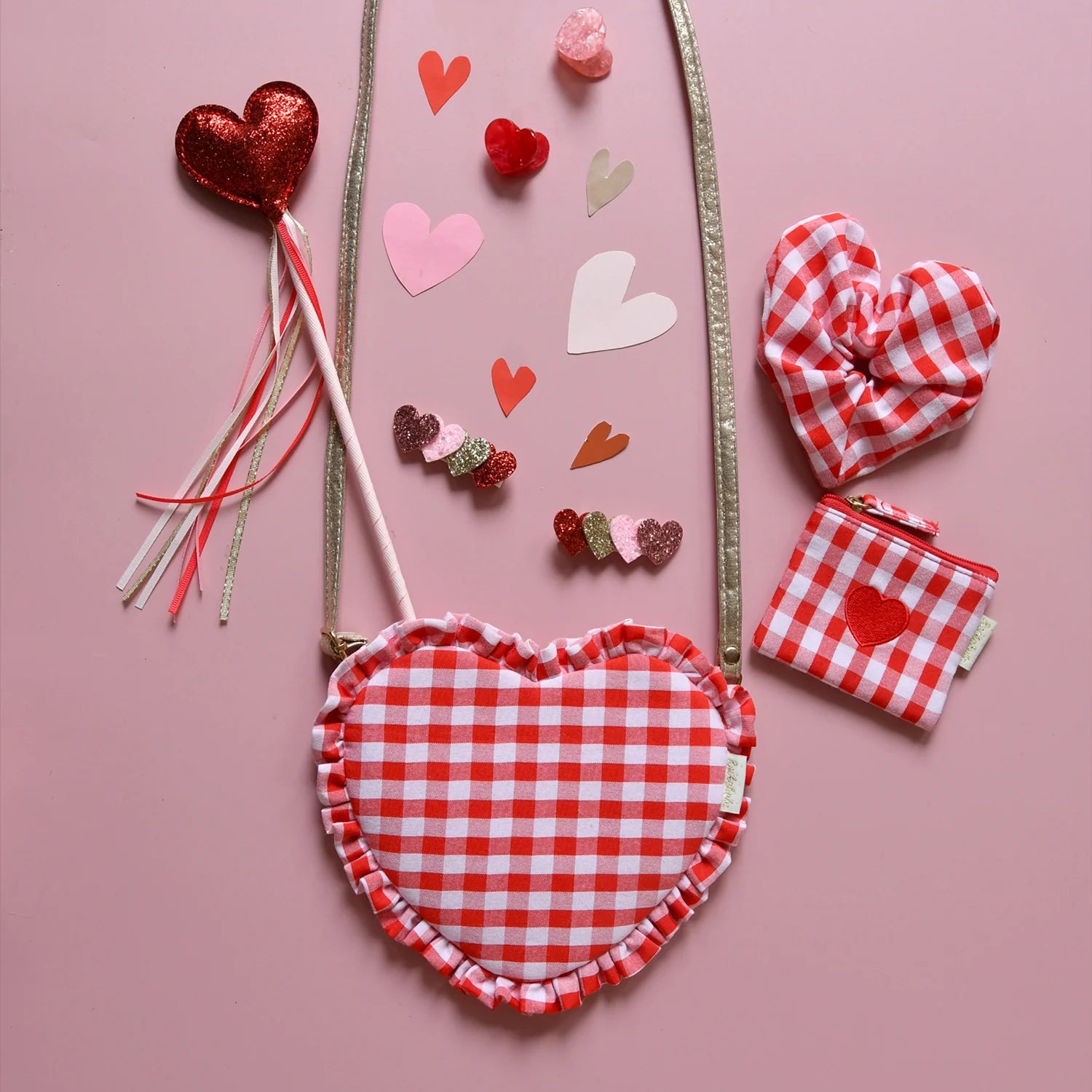 Gingham Love Heart Scrunchie