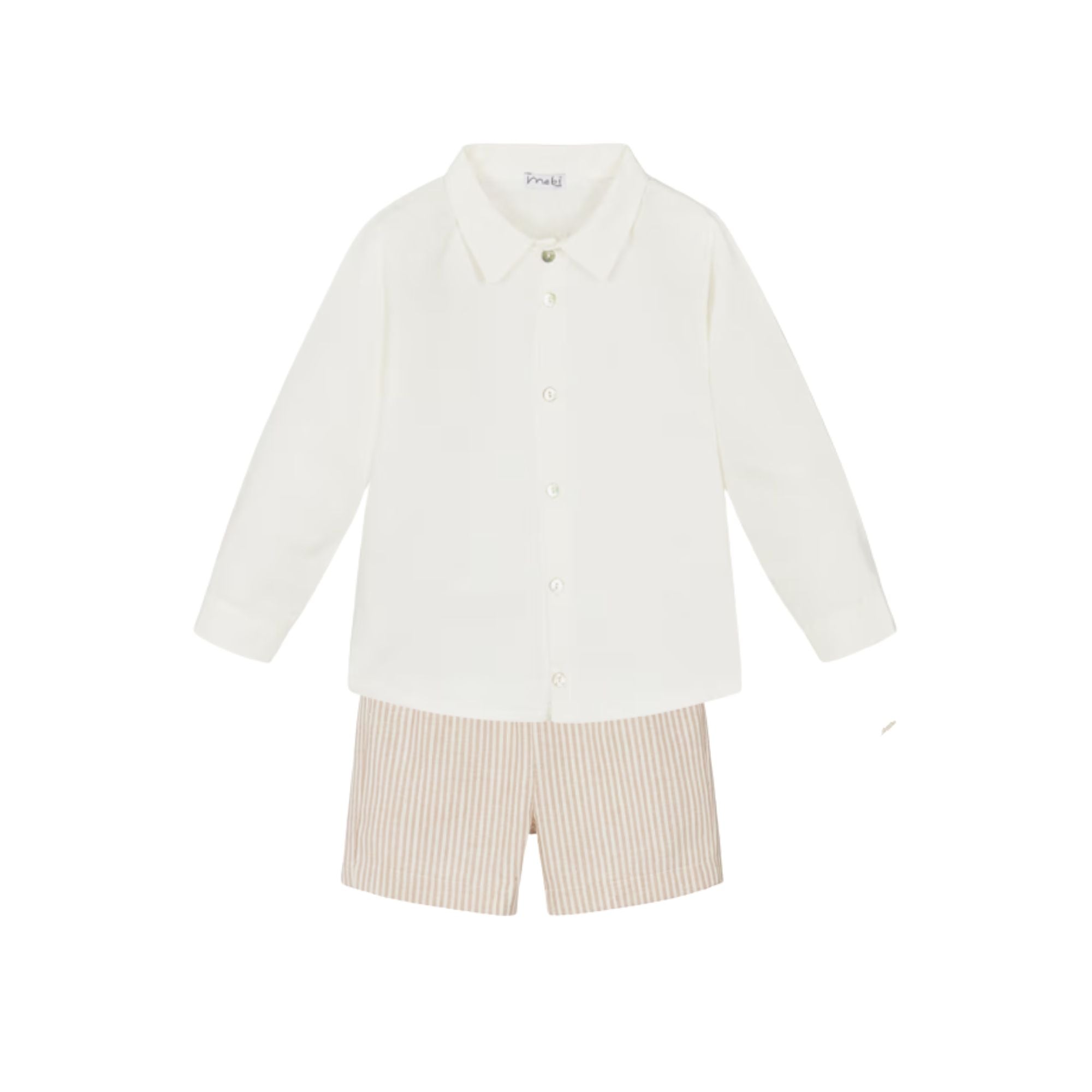 Striped Shorts Set | Beige