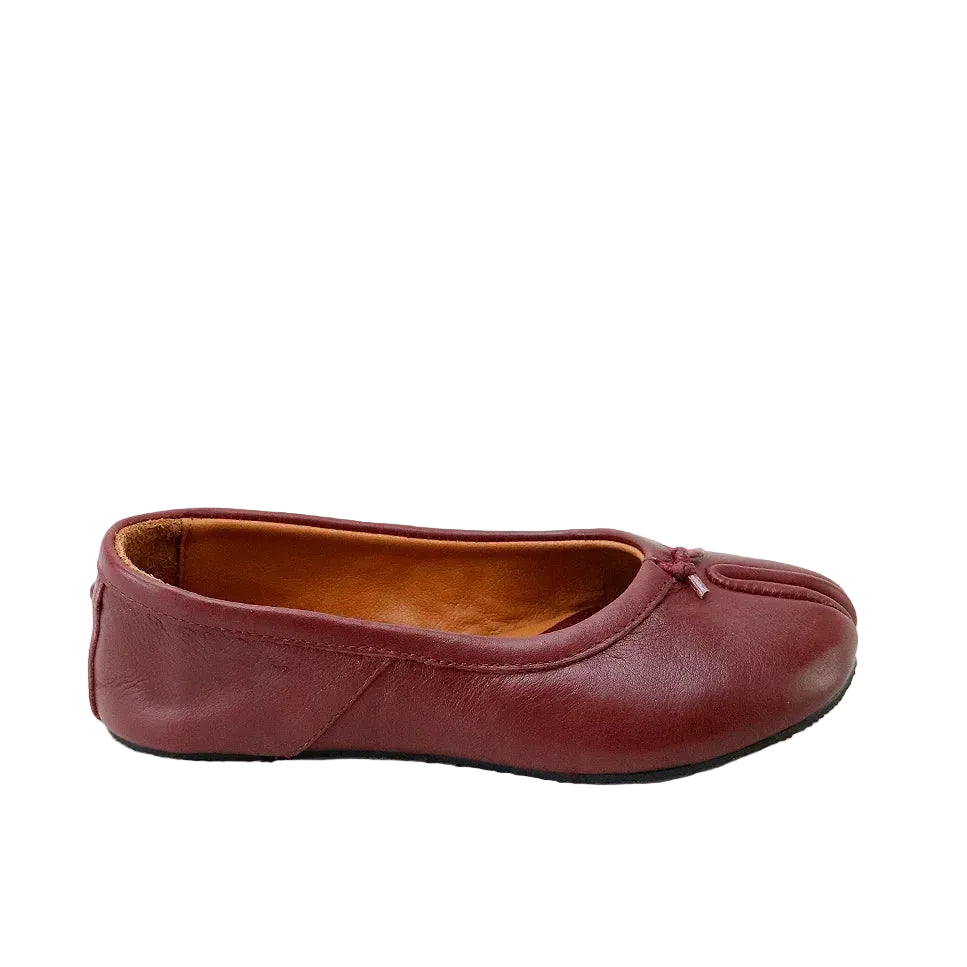 Japanese Inspired Leather Ballerinas | Burgundy