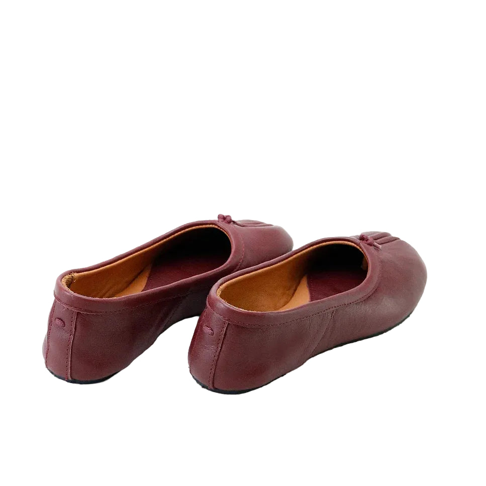 Japanese Inspired Leather Ballerinas | Burgundy
