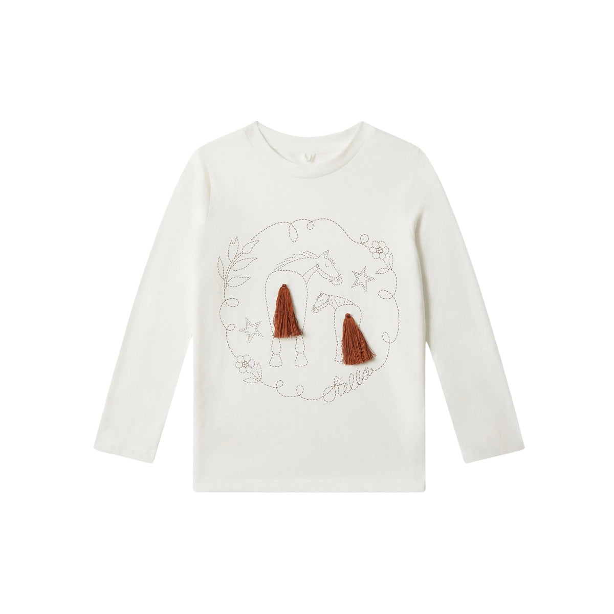 Horse Embroidered T-Shirt | Ivory