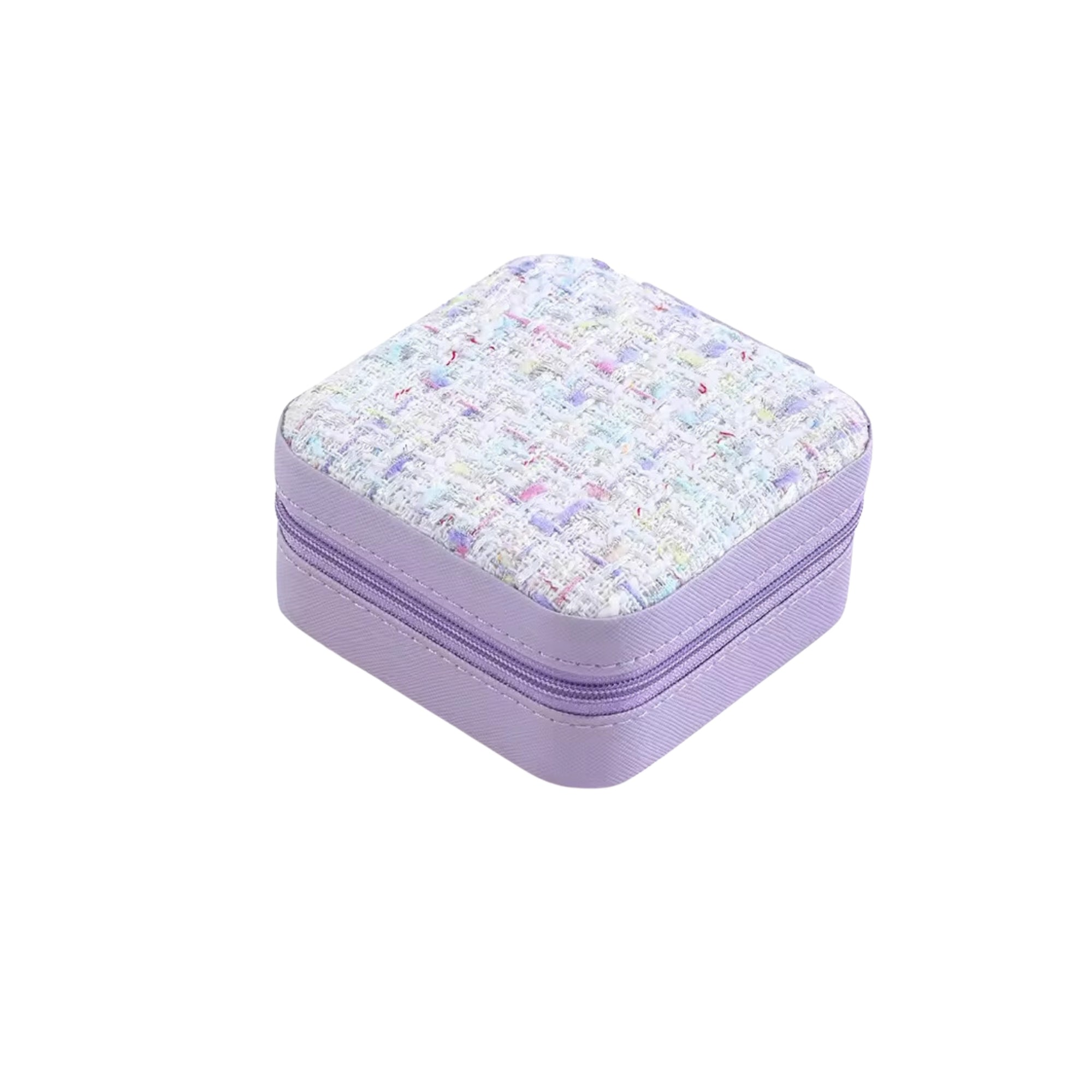 Tweed Square Jewelry Case | Purple