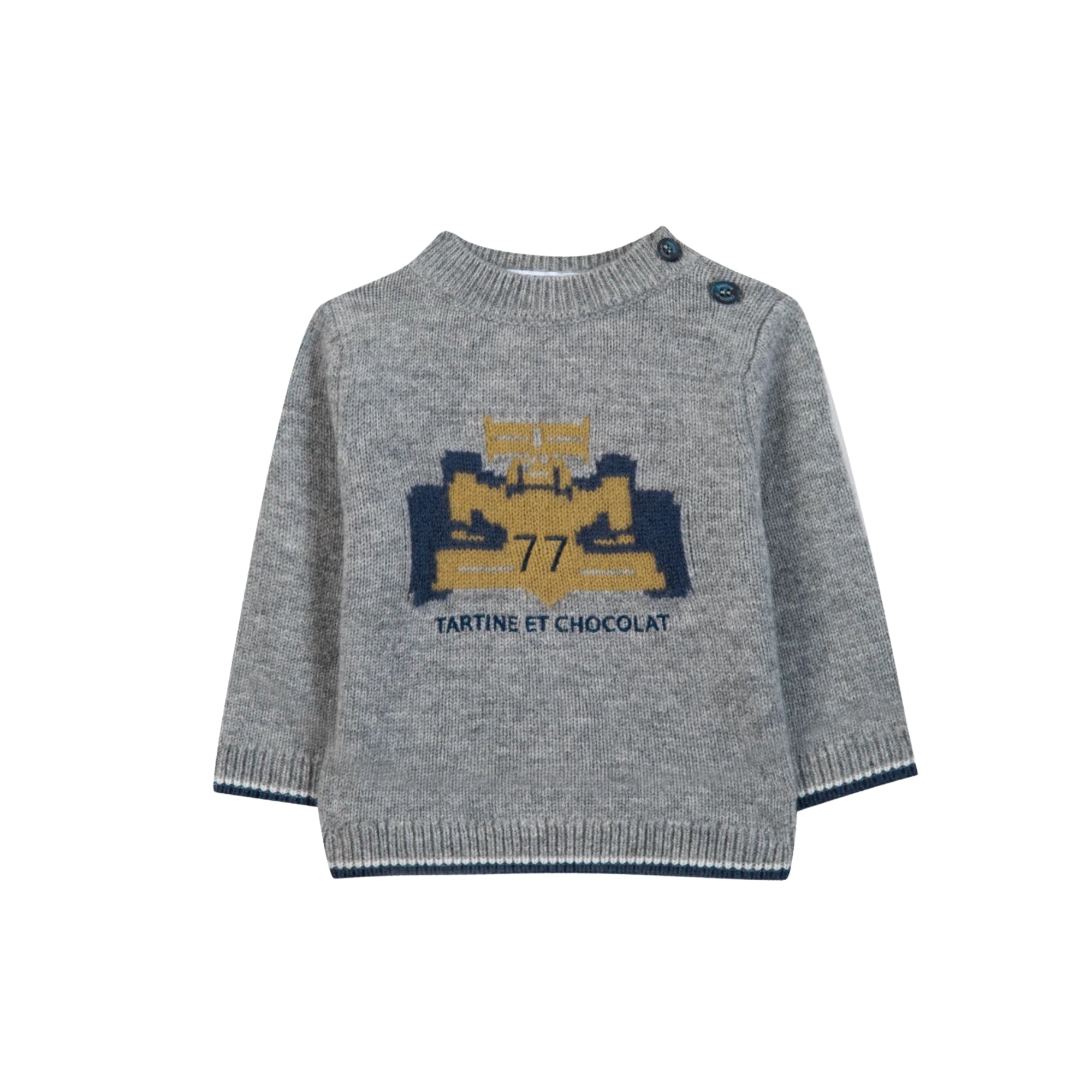 Car Embroidery Sweater | Grey
