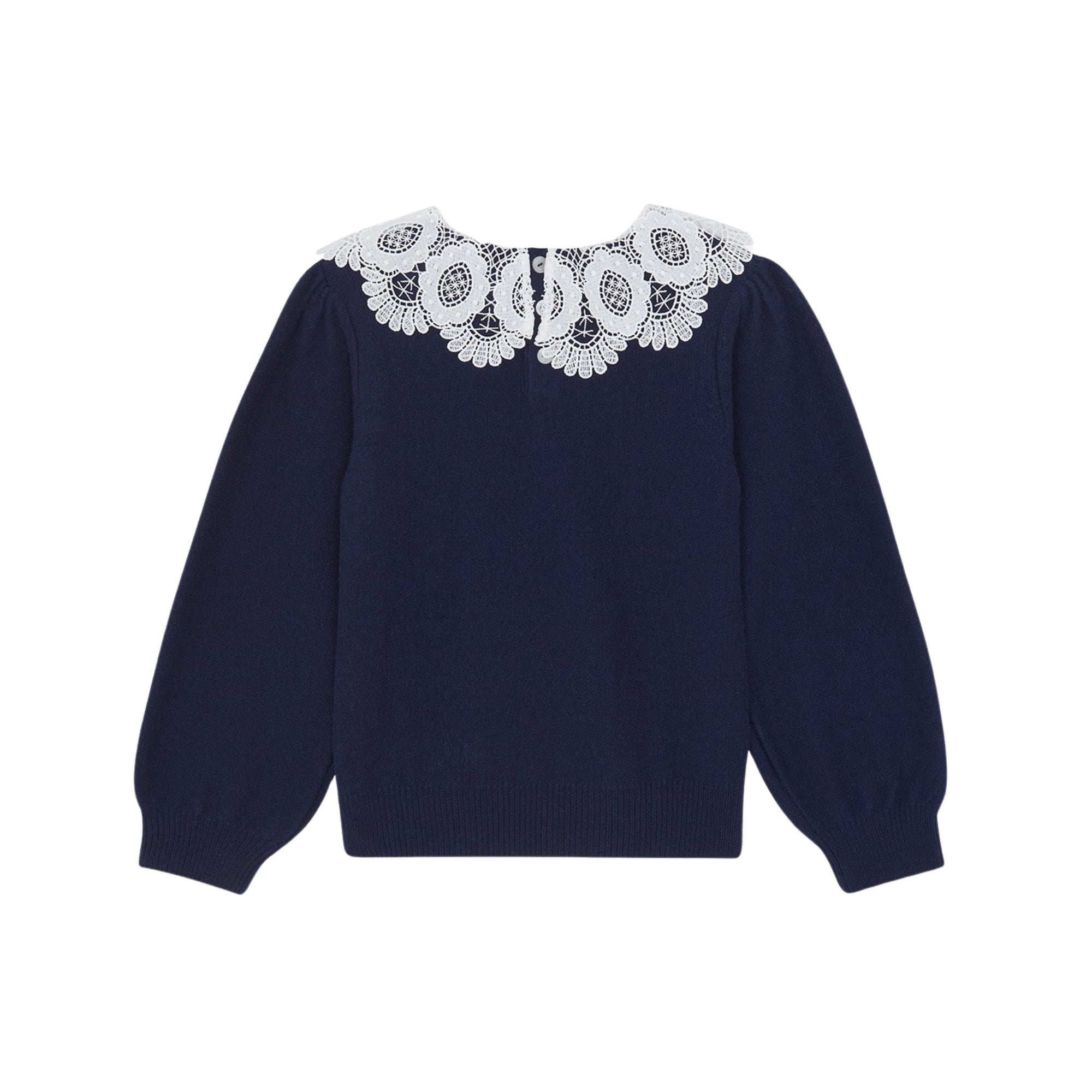Lace Collar Sweater | Navy