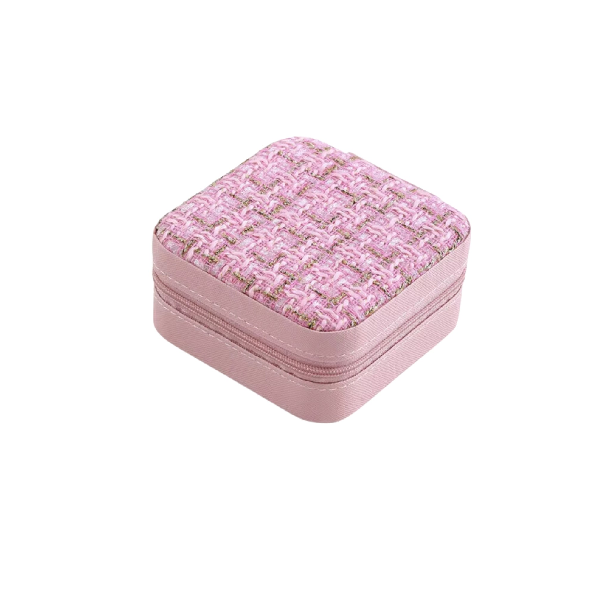Tweed Square Jewelry Case | Pink