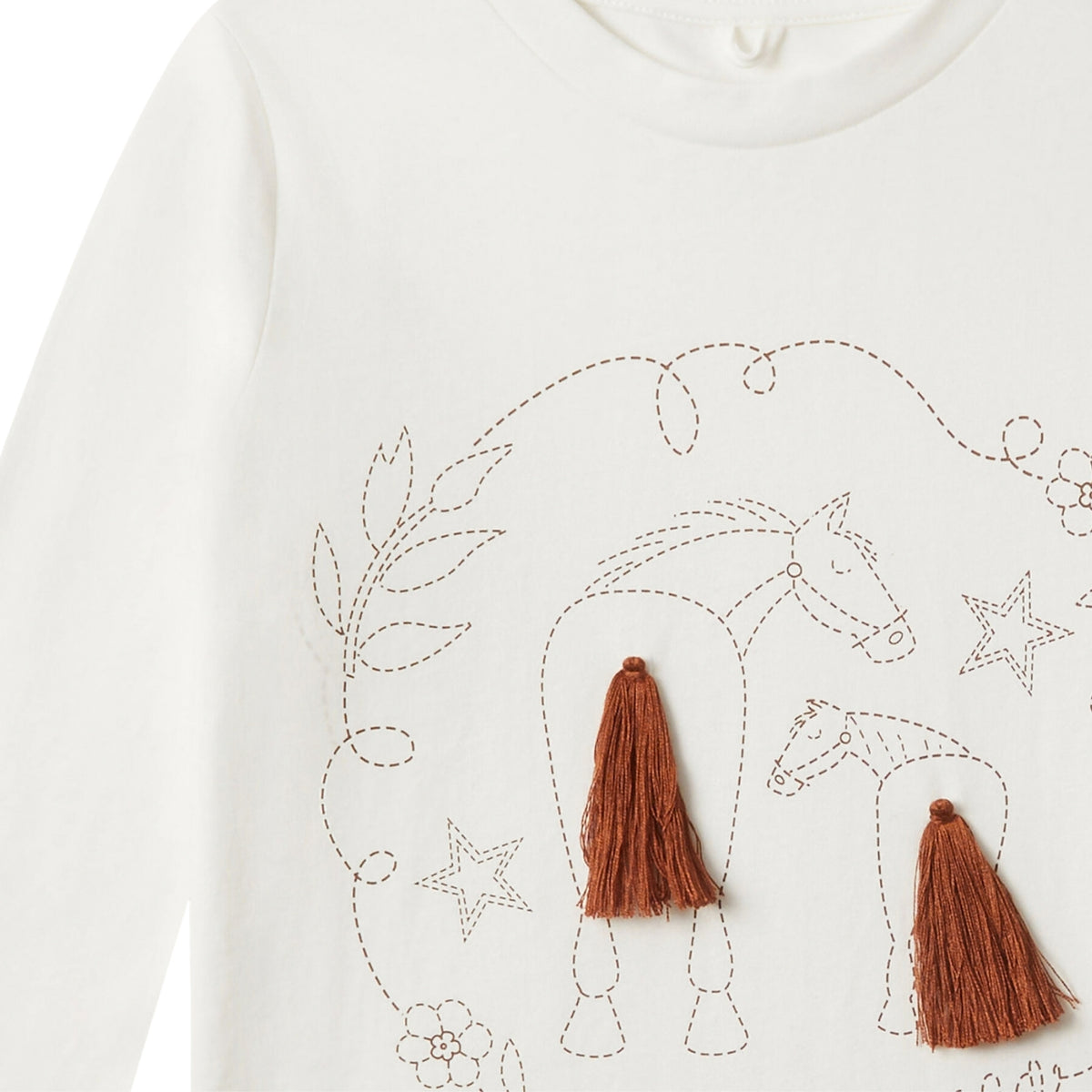 Horse Embroidered T-Shirt | Ivory