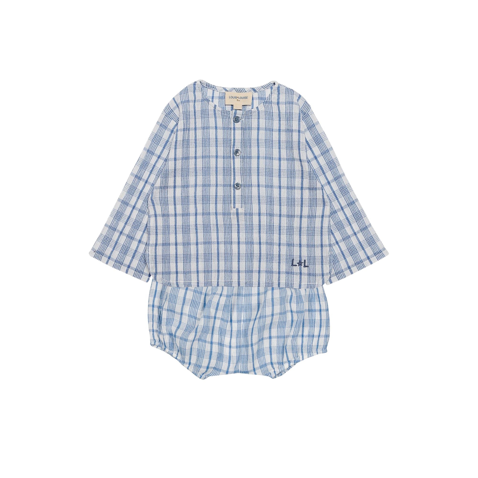 Oncle Baby Set Crepe Check | Blue