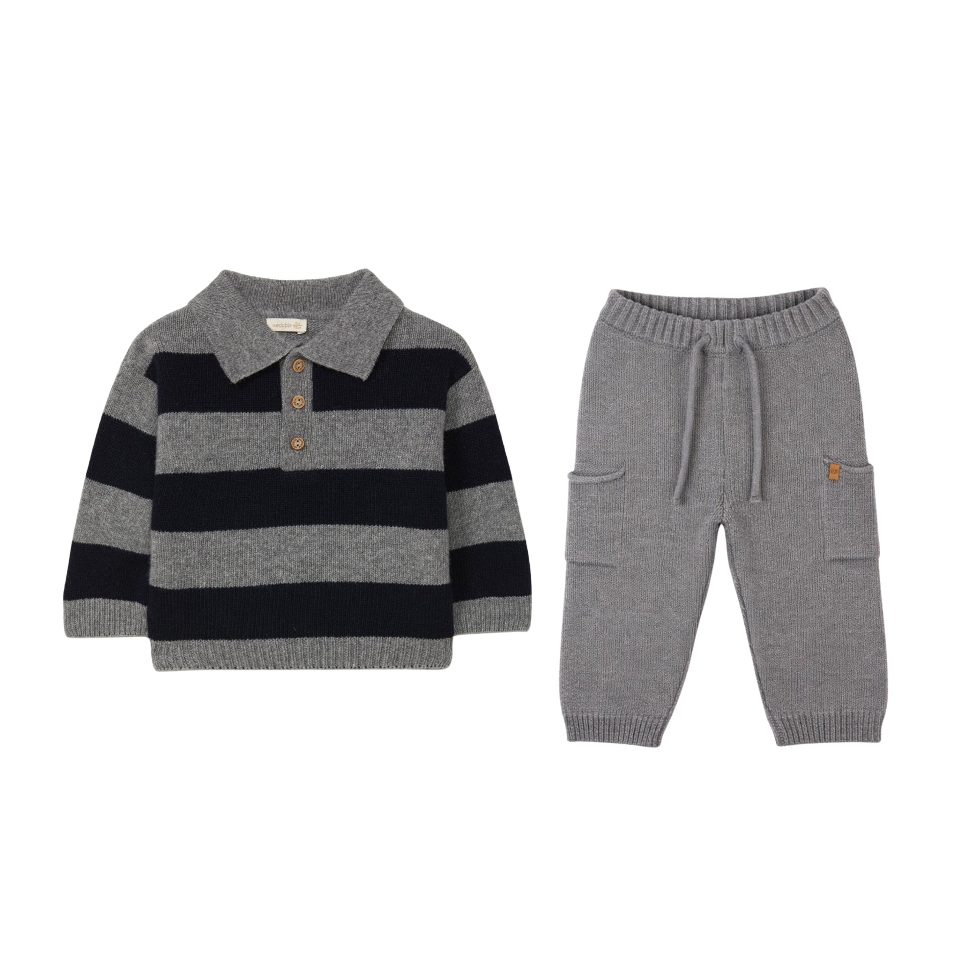 Polo Sweater Set | Medium Grey