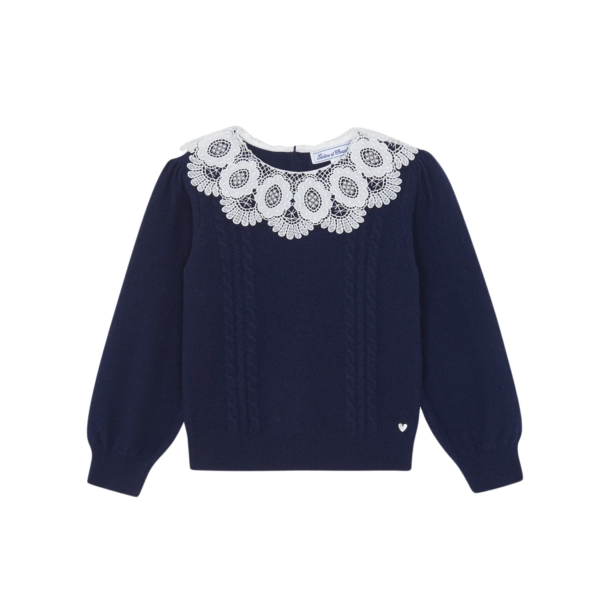 Lace Collar Sweater | Navy