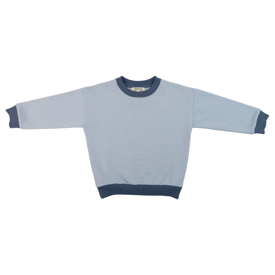 Kids Contrast Sweatshirt | Light Blue / Navy Blue