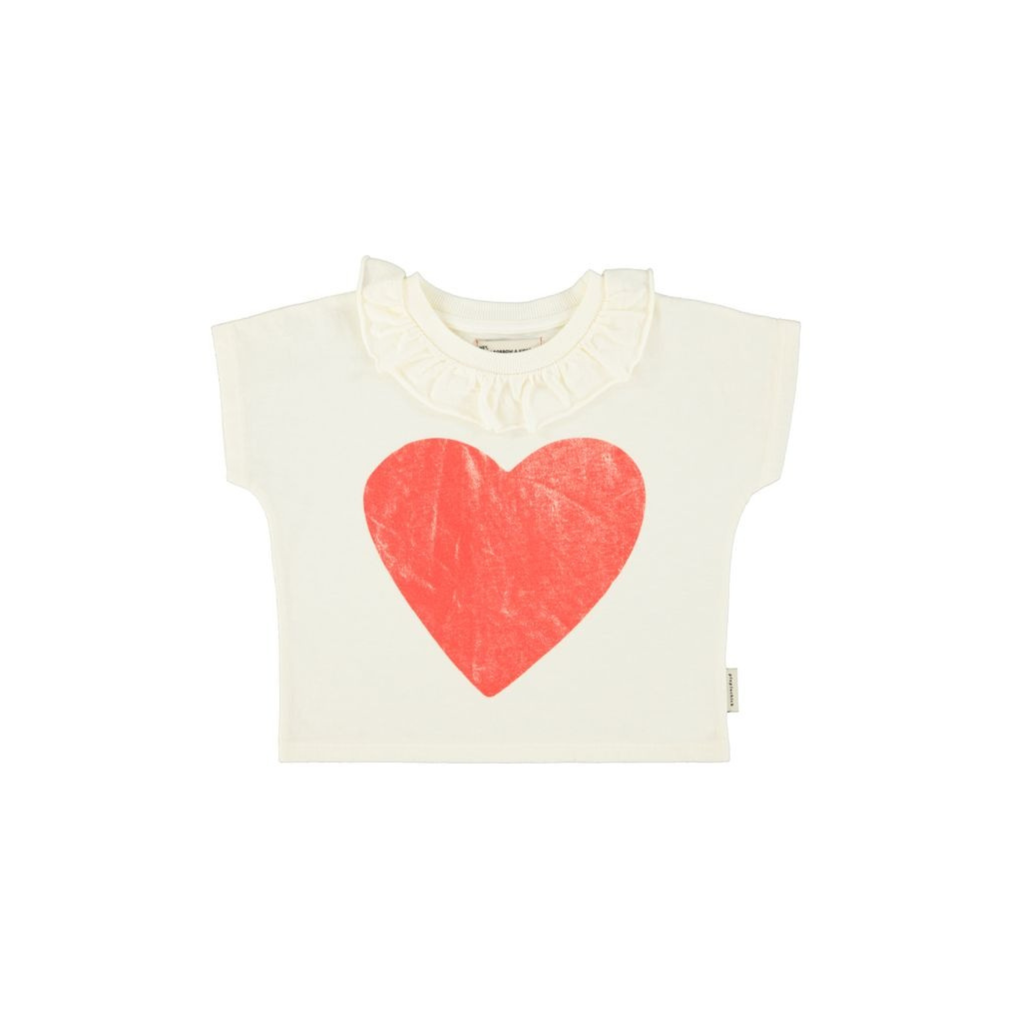 Heart Print T-Shirt | Ecru/Red