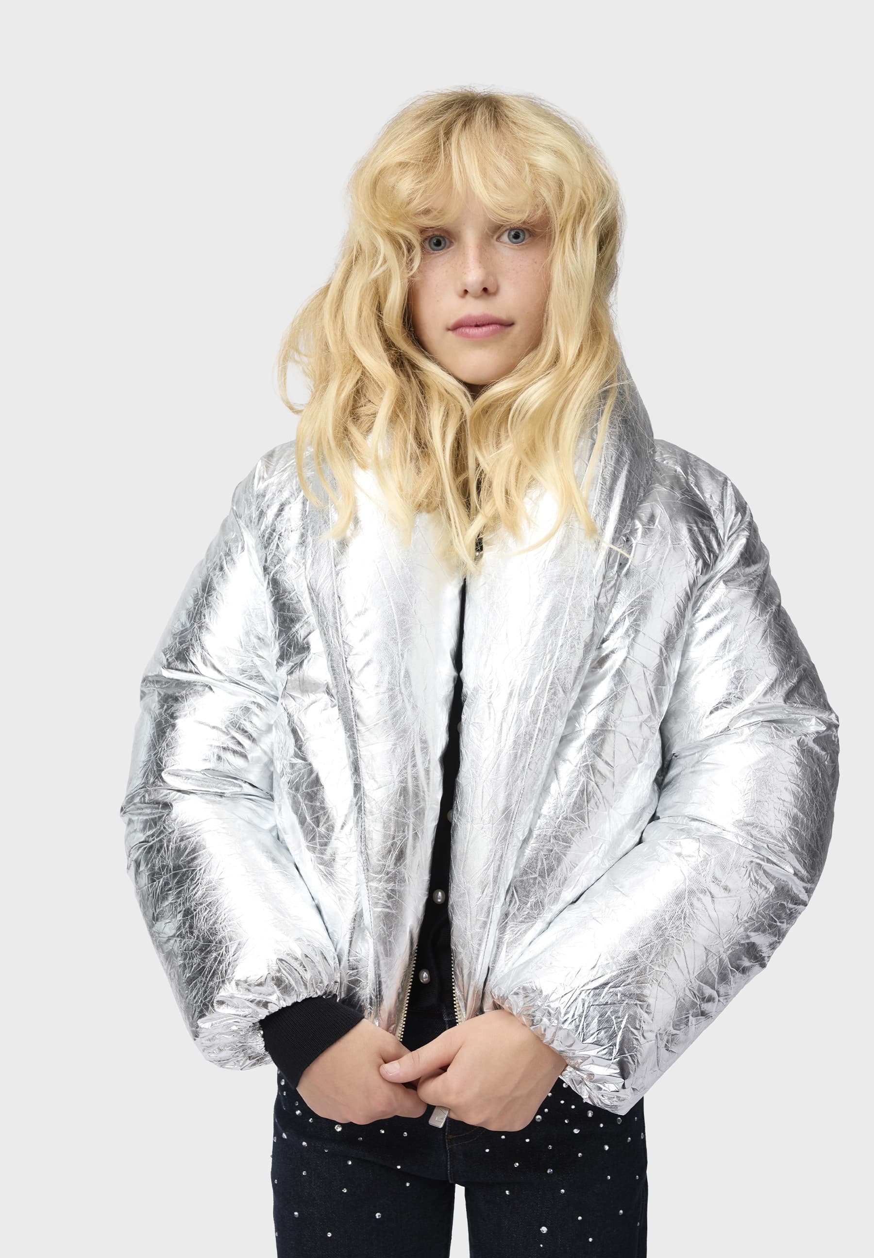 Heylee Jacket | Crinkled Silver