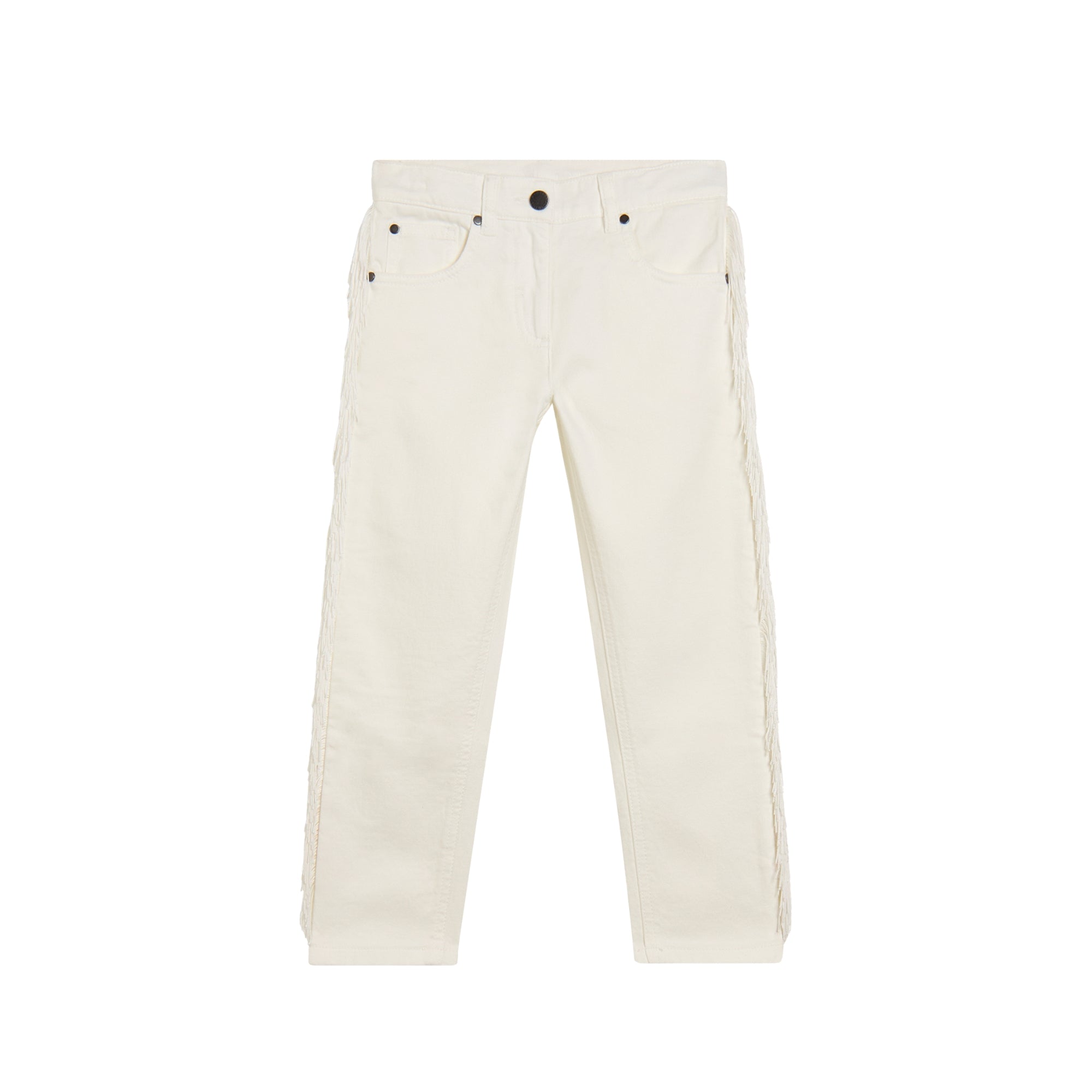 Fringe Trimmed Gabardine Pants | Ivory