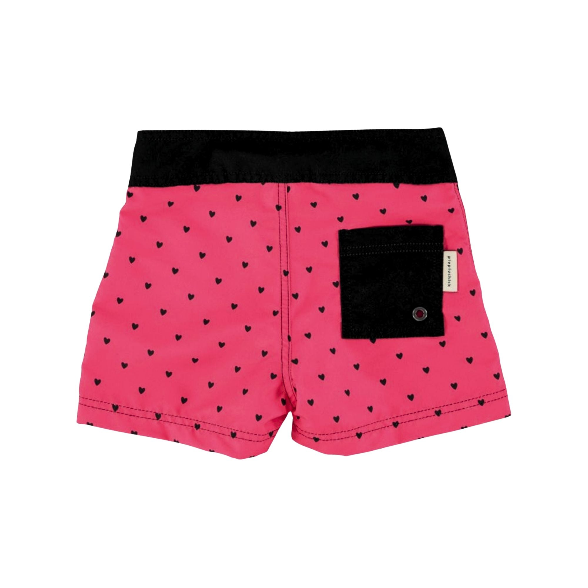 Heart Print Swim Shorts | Pink/Black
