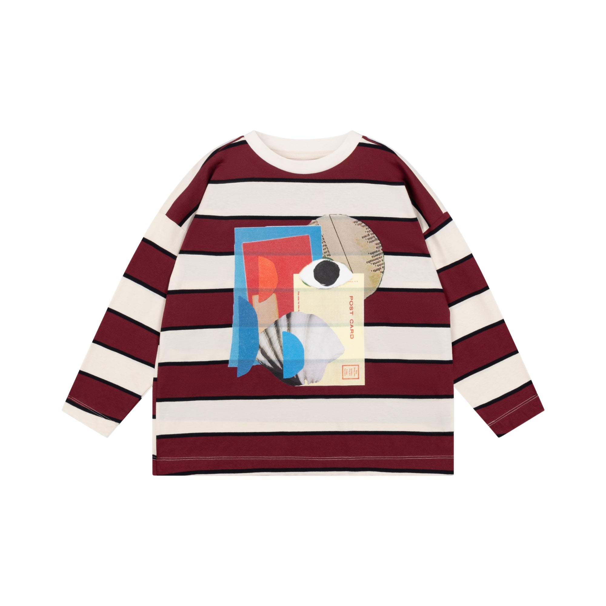 Wide Cut Long Tee | Mulberry Stripe