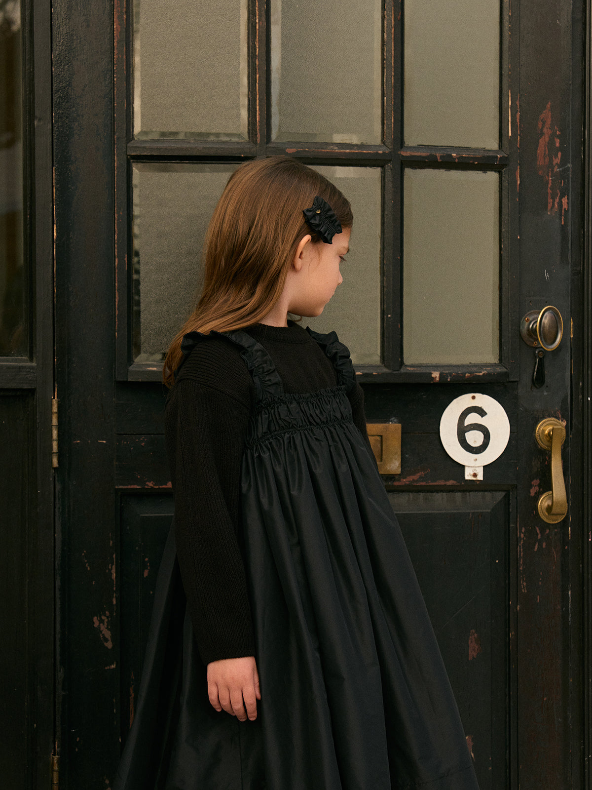 Taffeta Frill Dress | Black