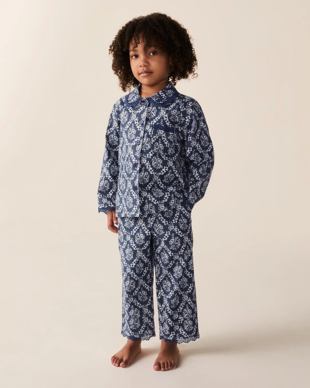 Twill Grace Pajama Set | Navy Innkeeper Trellis