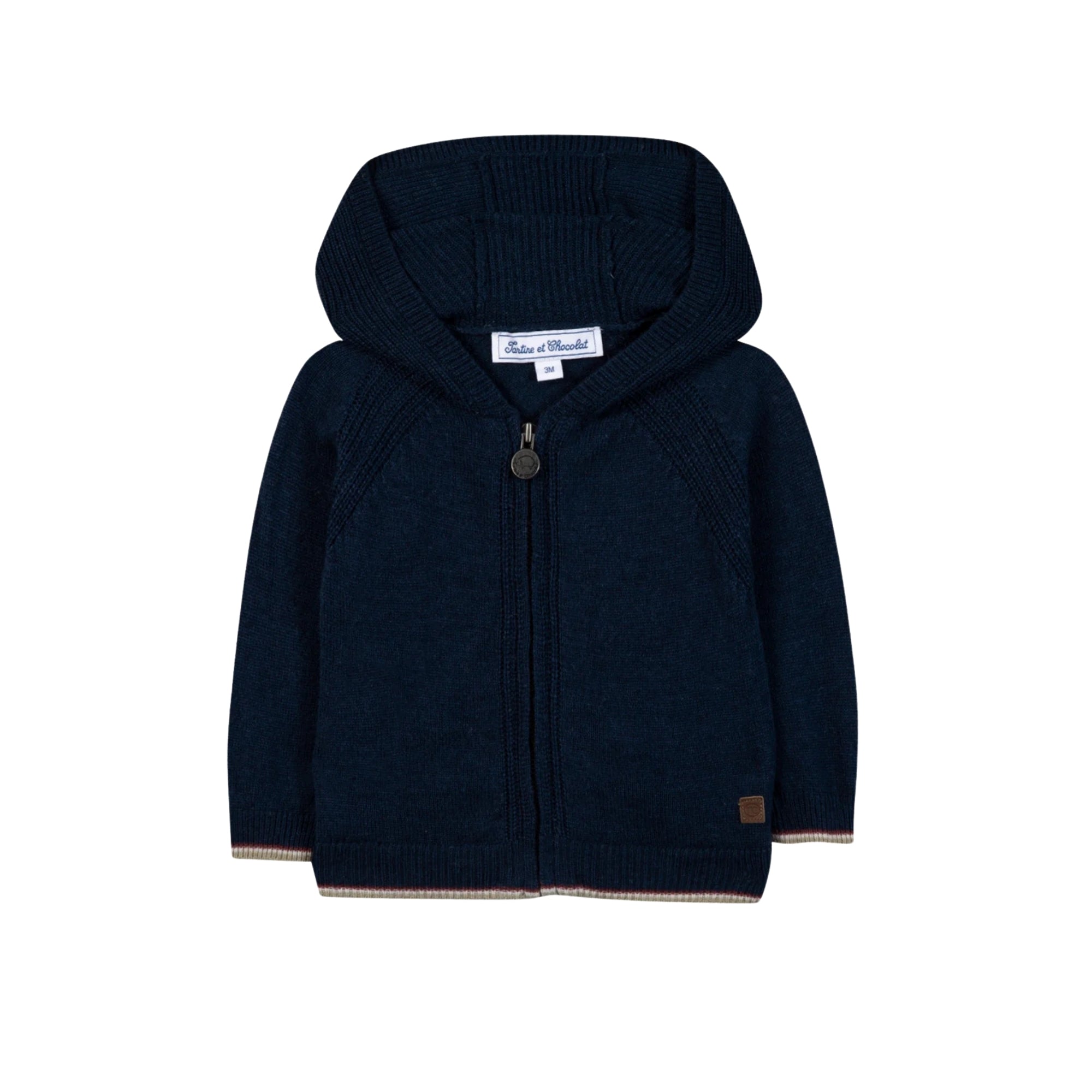 Hooded Zipper Cardigan | Navy