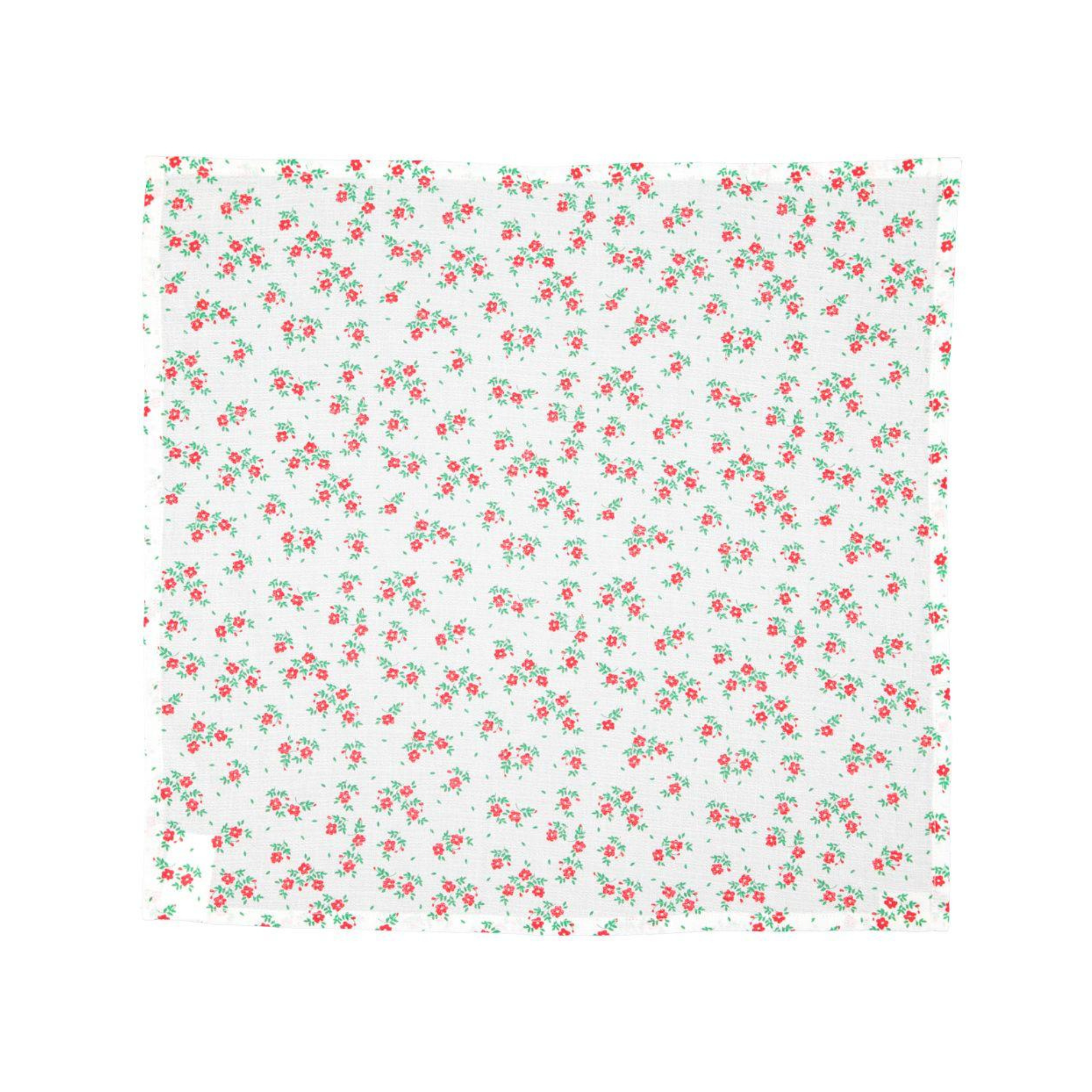 Flower Print Bandana | Ecru/Red