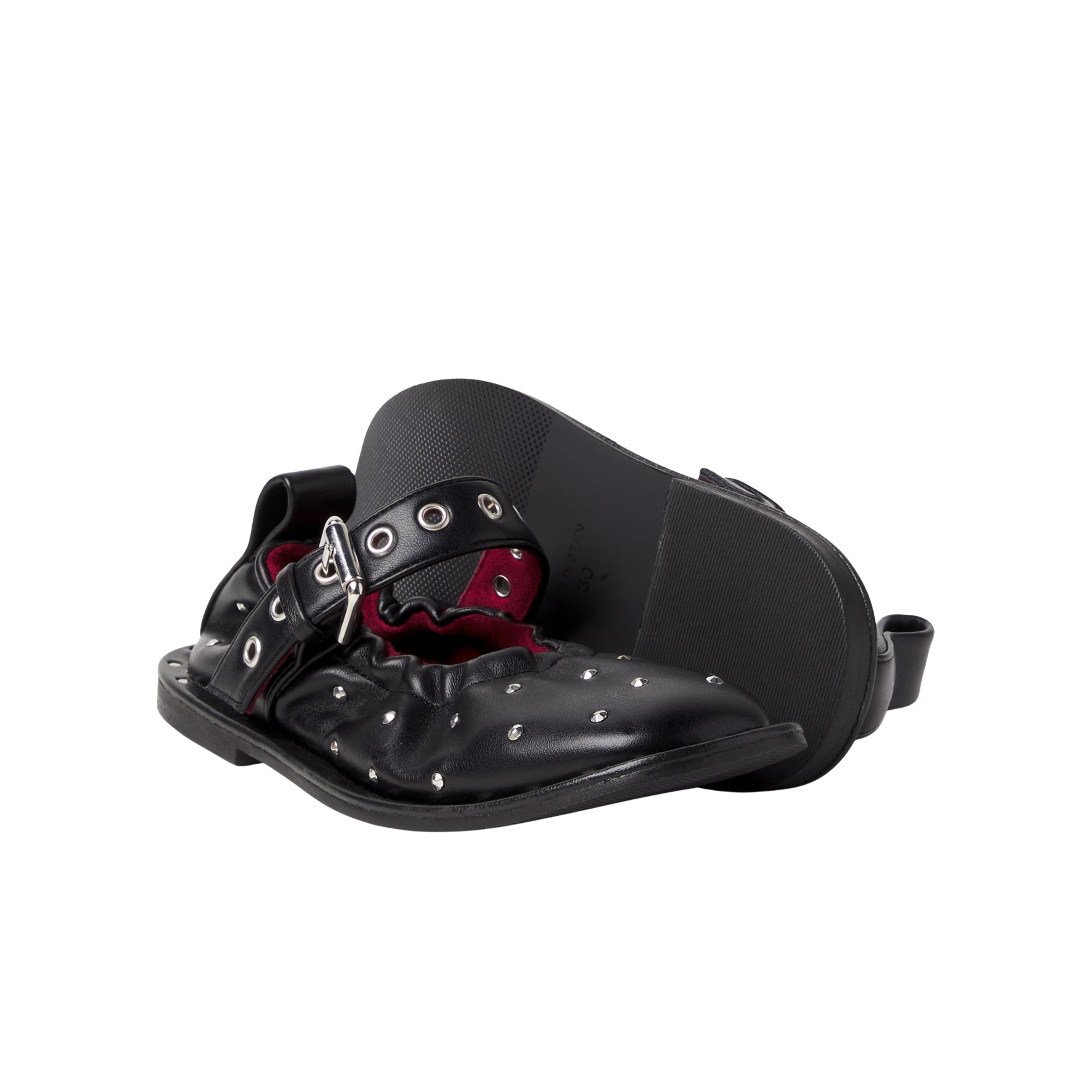 Studded Mary Jane Flats | Black