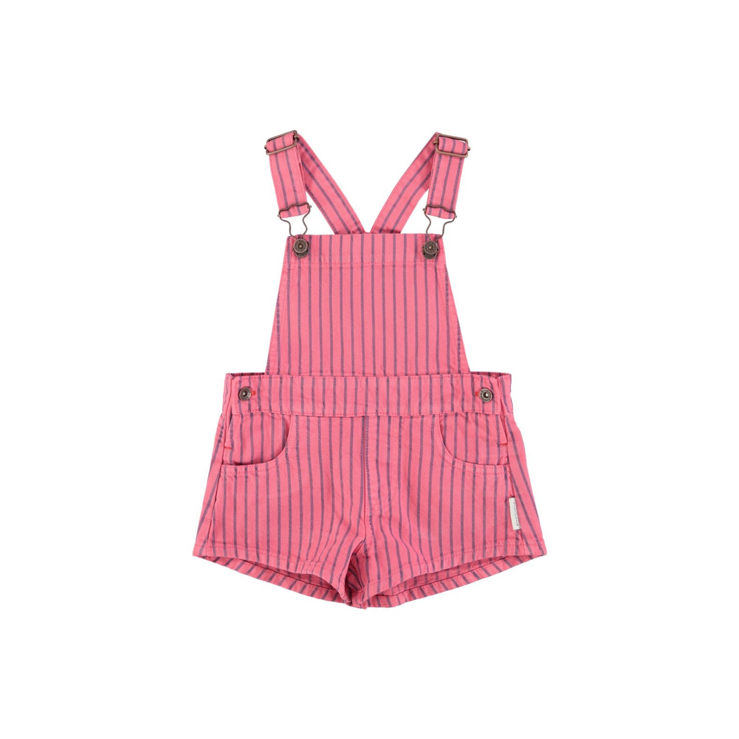 Striped Short Dungarees | Pink/Indigo