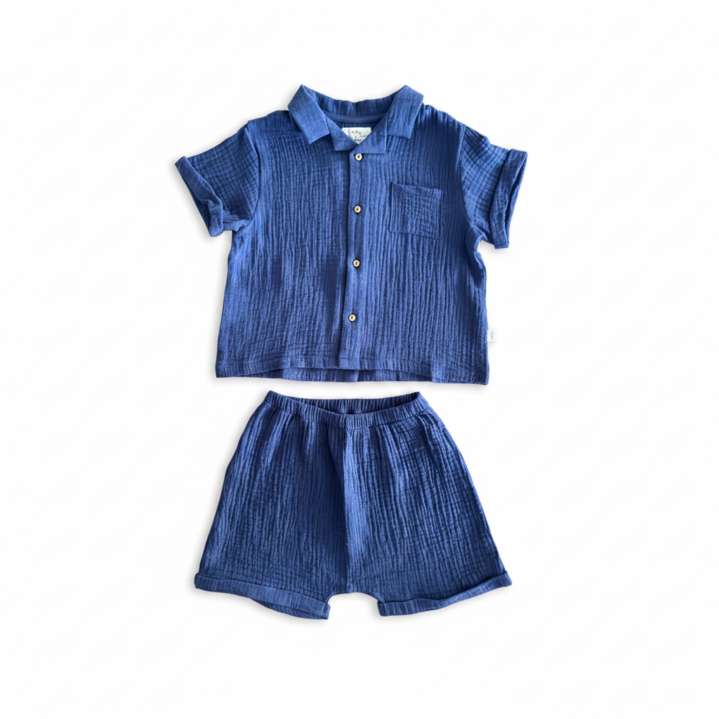 Organic Cotton Two Piece Set | Denim Blue