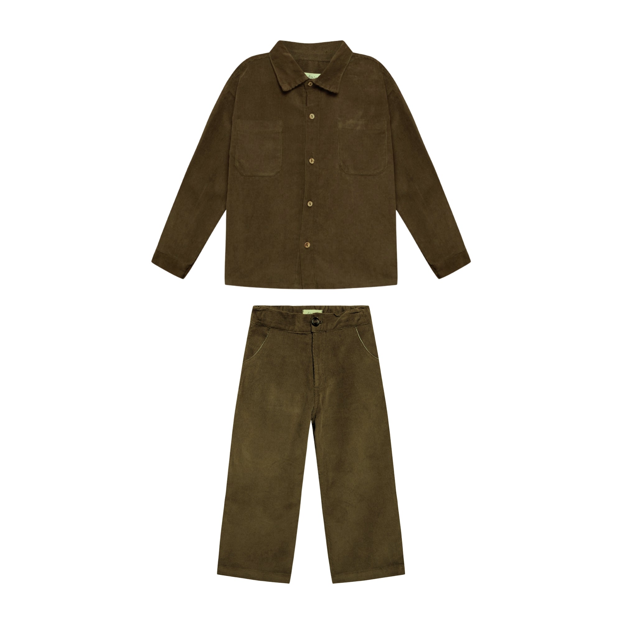 Corduroy Long Pants Set | Khaki