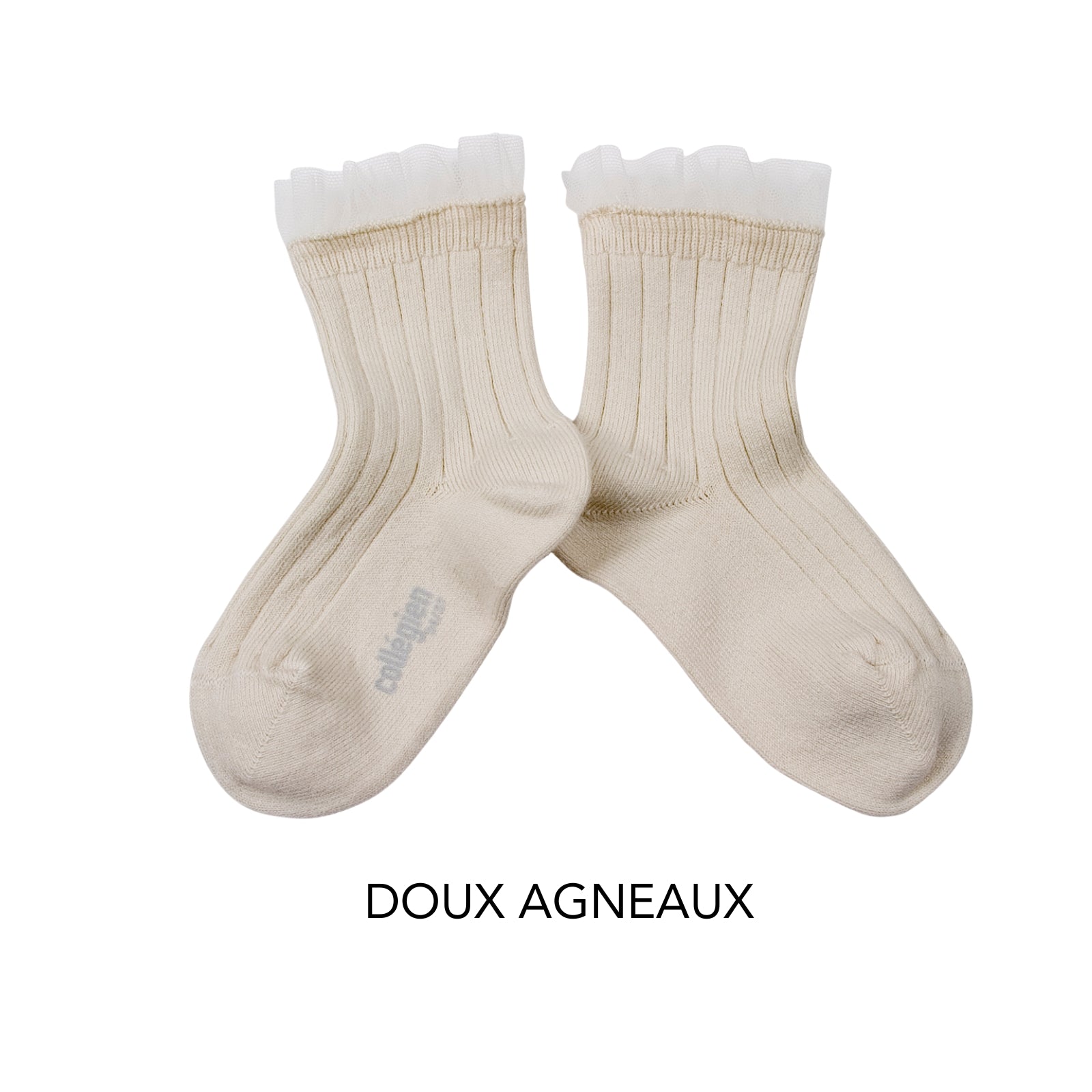 Margaux Tulle Frill Ribbed Ankle Socks