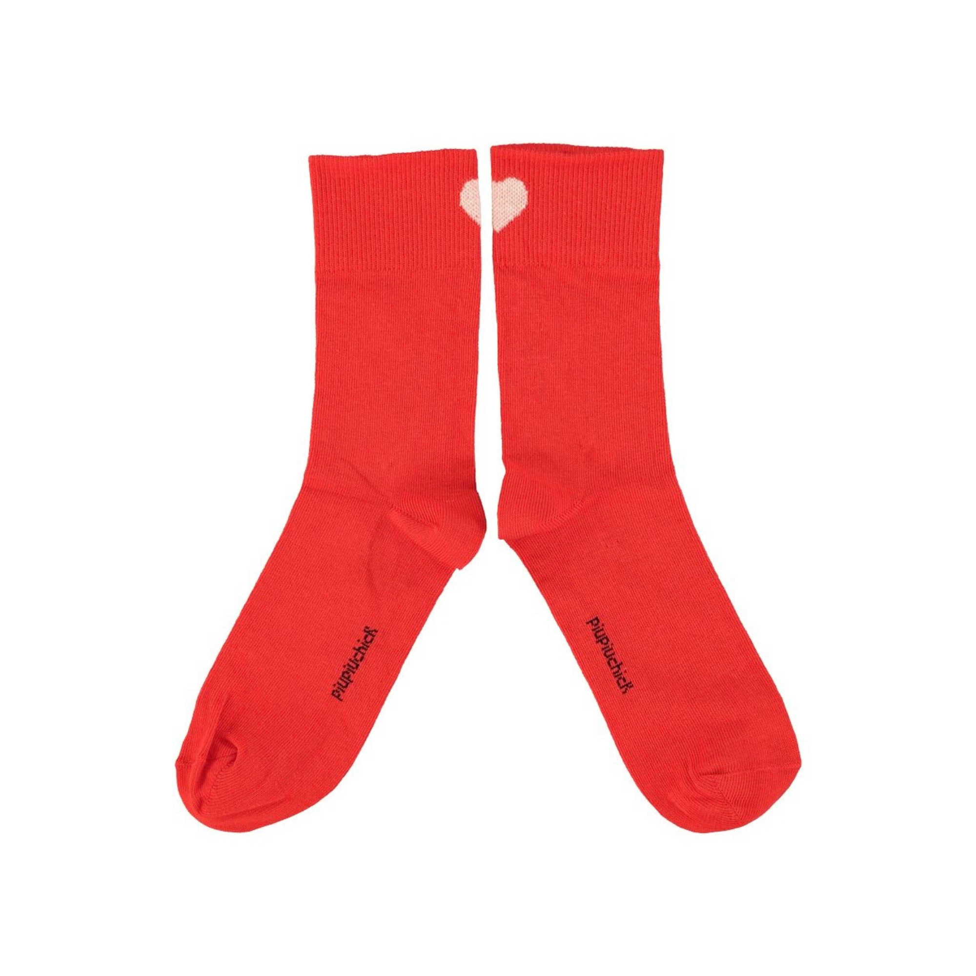 Heart Print Socks | Red