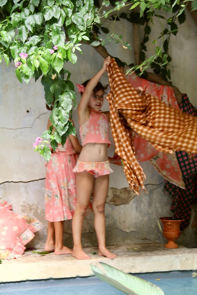 Honeycomb Checked Pareo | Caramel