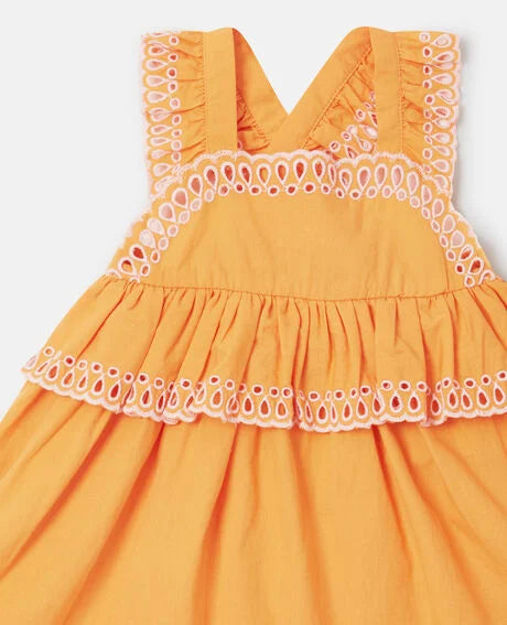 Popeline Dress And Bloomers Set | Orange