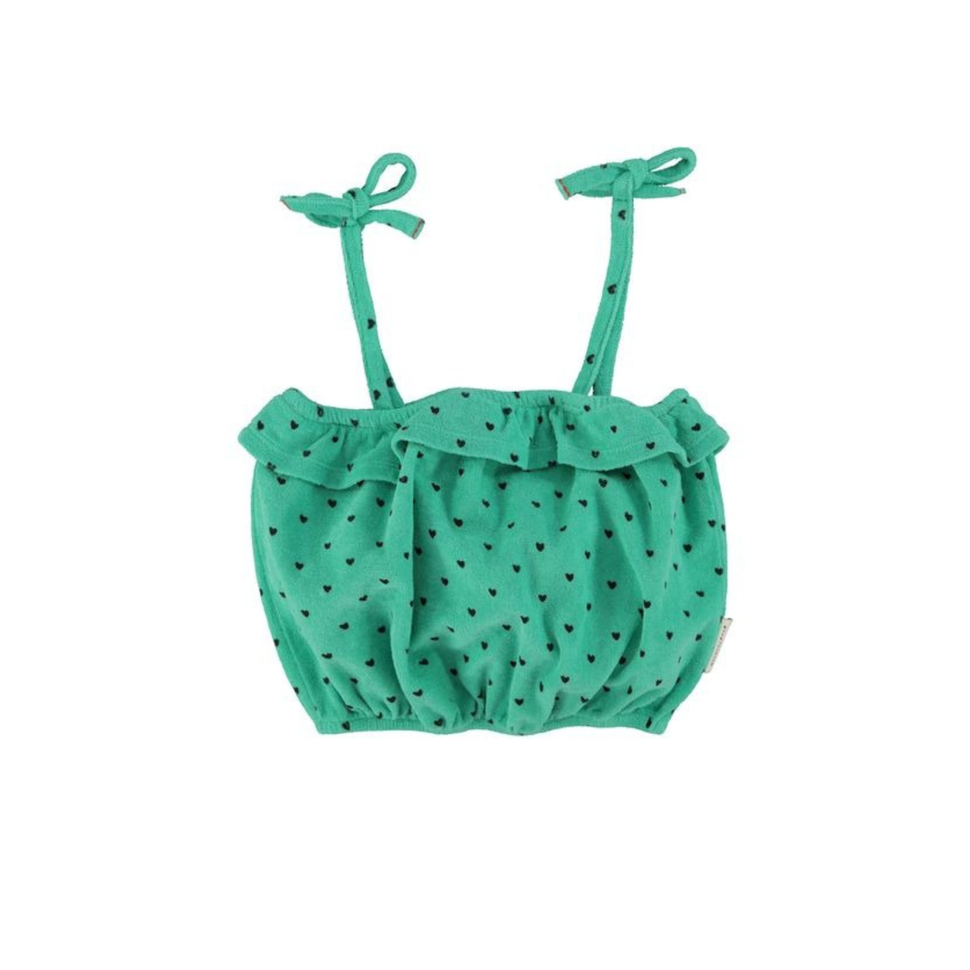 Heart Print Top With Strap | Green/Black