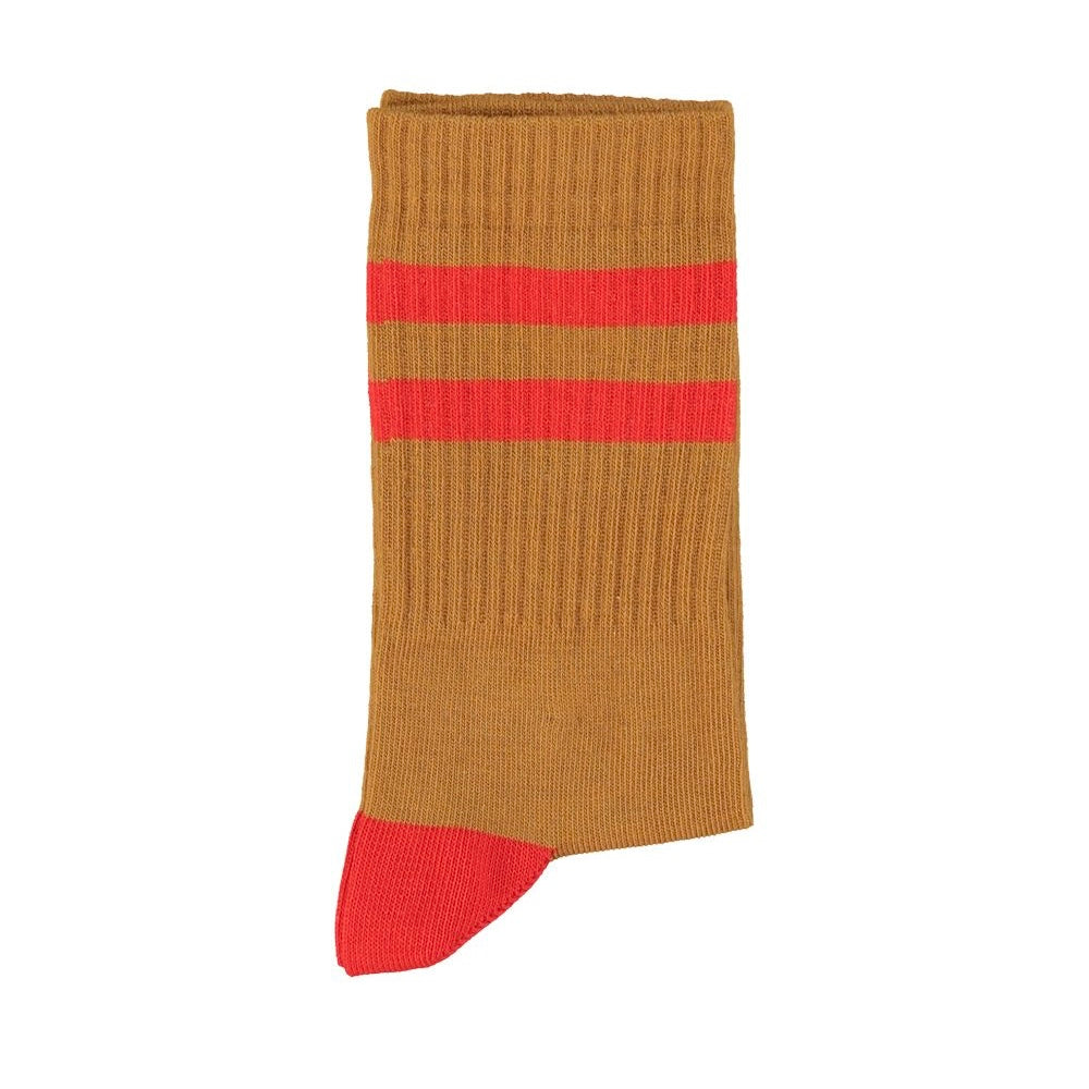 Striped Socks | Camel/Red