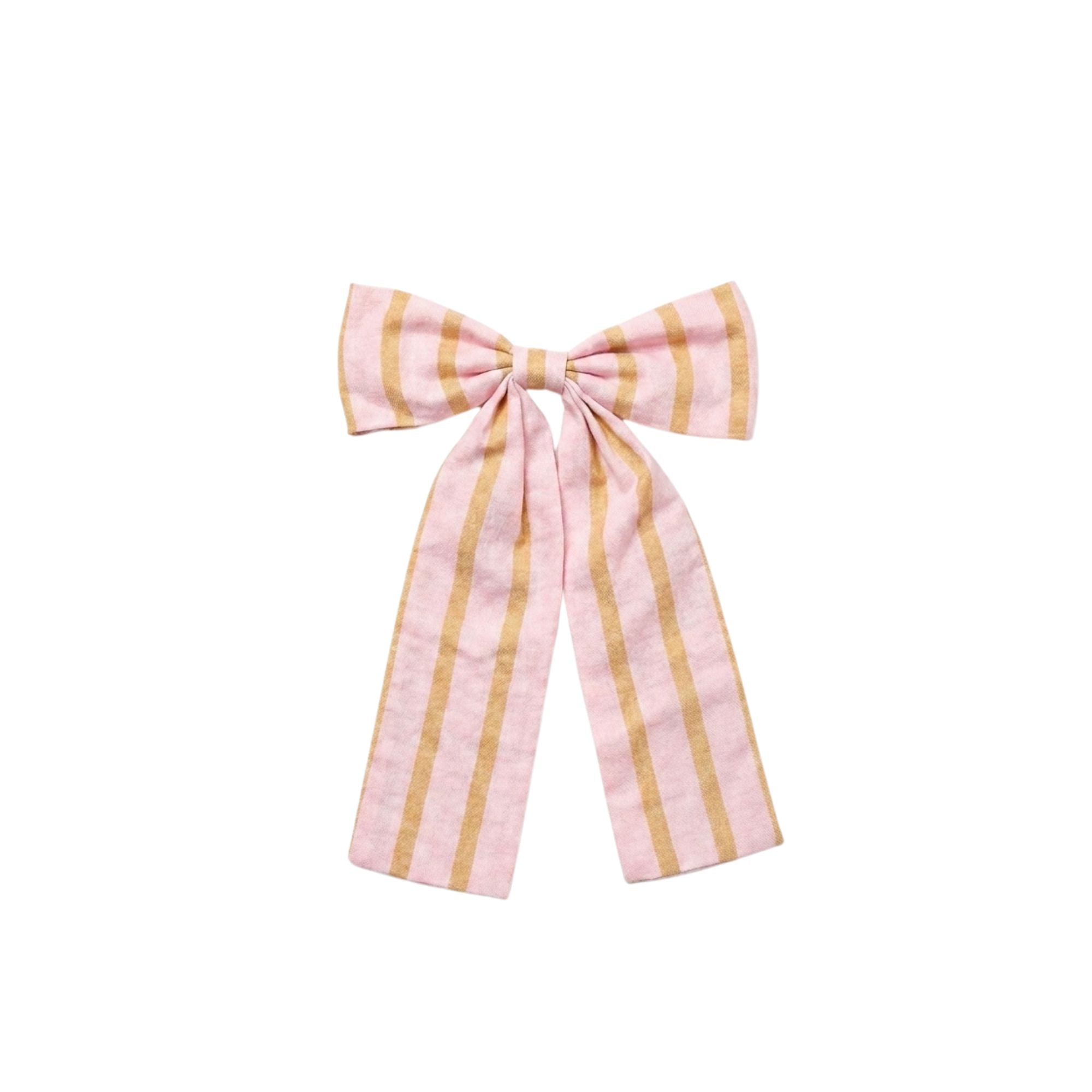 Bow Hair Clip | Pink & Brown Stripes