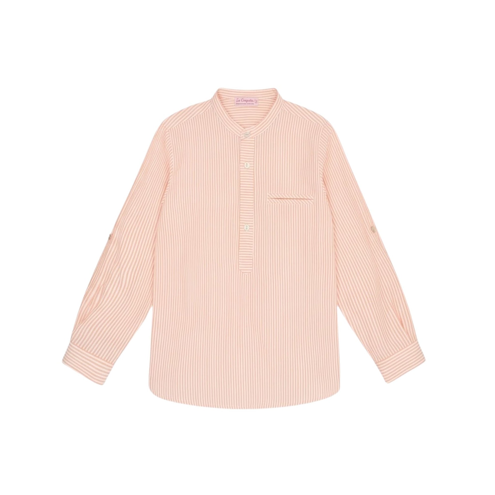 Mateo Long Sleeve Shirt | Coral Stripe