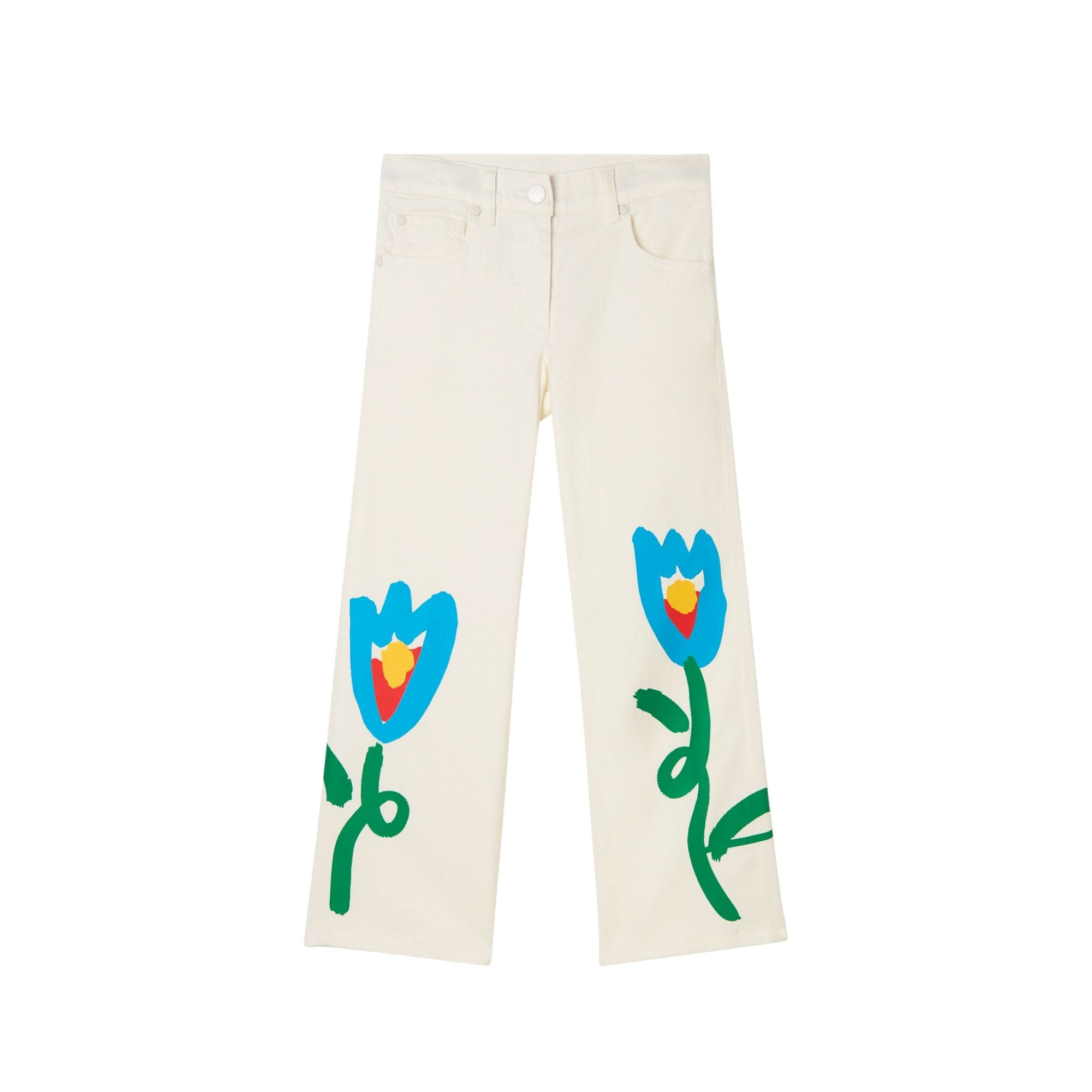 Floral Gabardine Pants | Ivory
