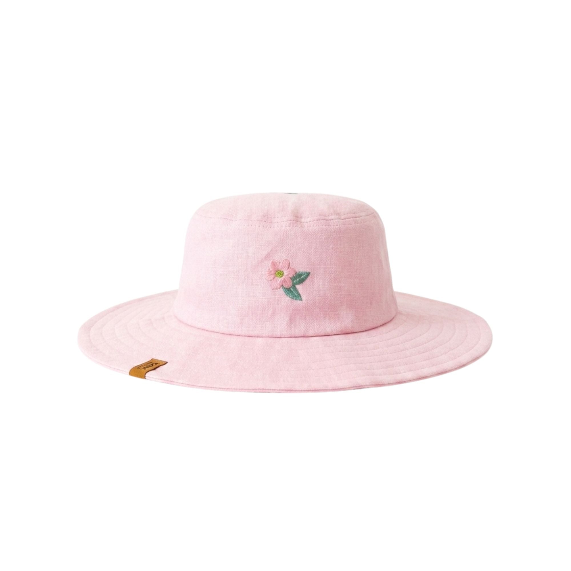 Linen Hat with Embroidery | Pink
