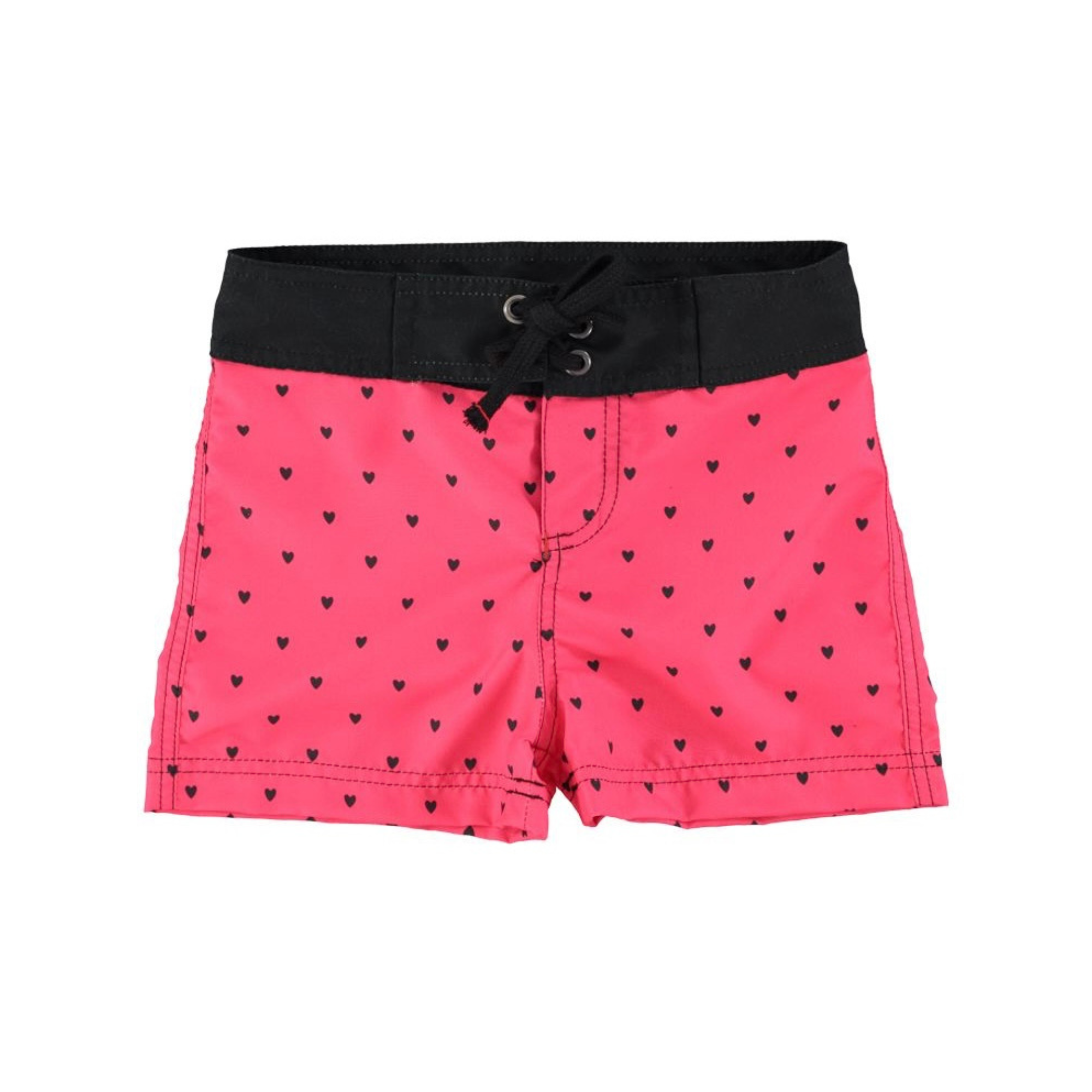 Heart Print Swim Shorts | Pink/Black