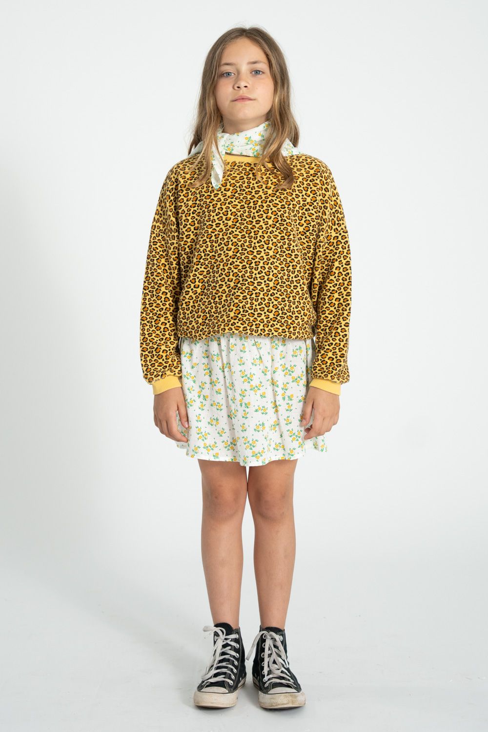 Flower Print Short Skirt | Ecru/Yellow