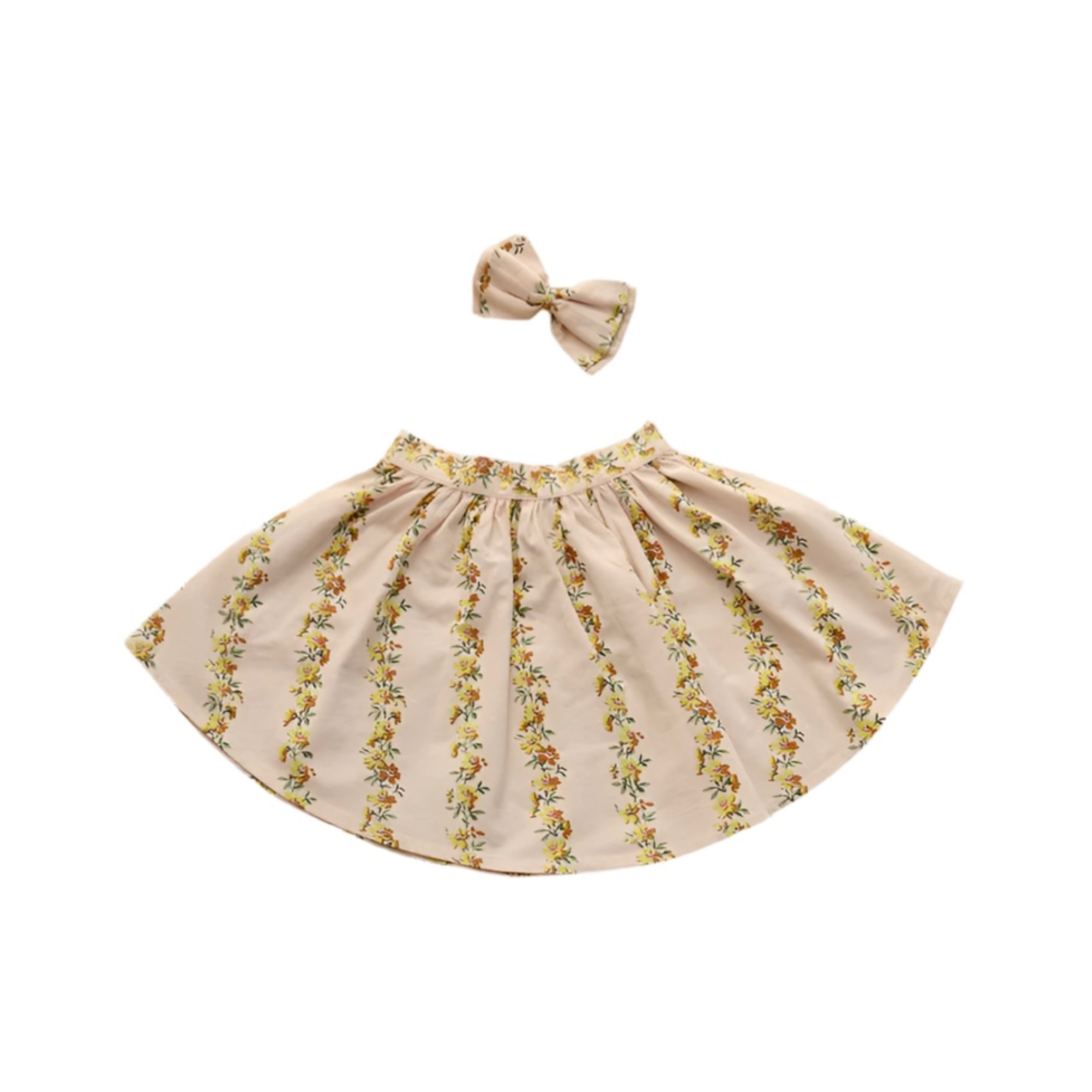 Floral Printed Skirt & Hair Clip | Farandole