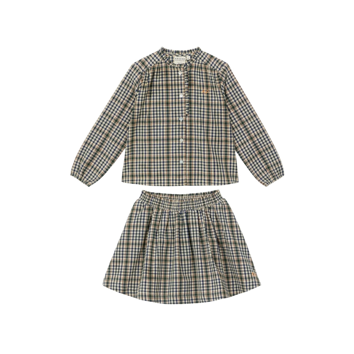Checkered Blouse & Skirt Set | Vert